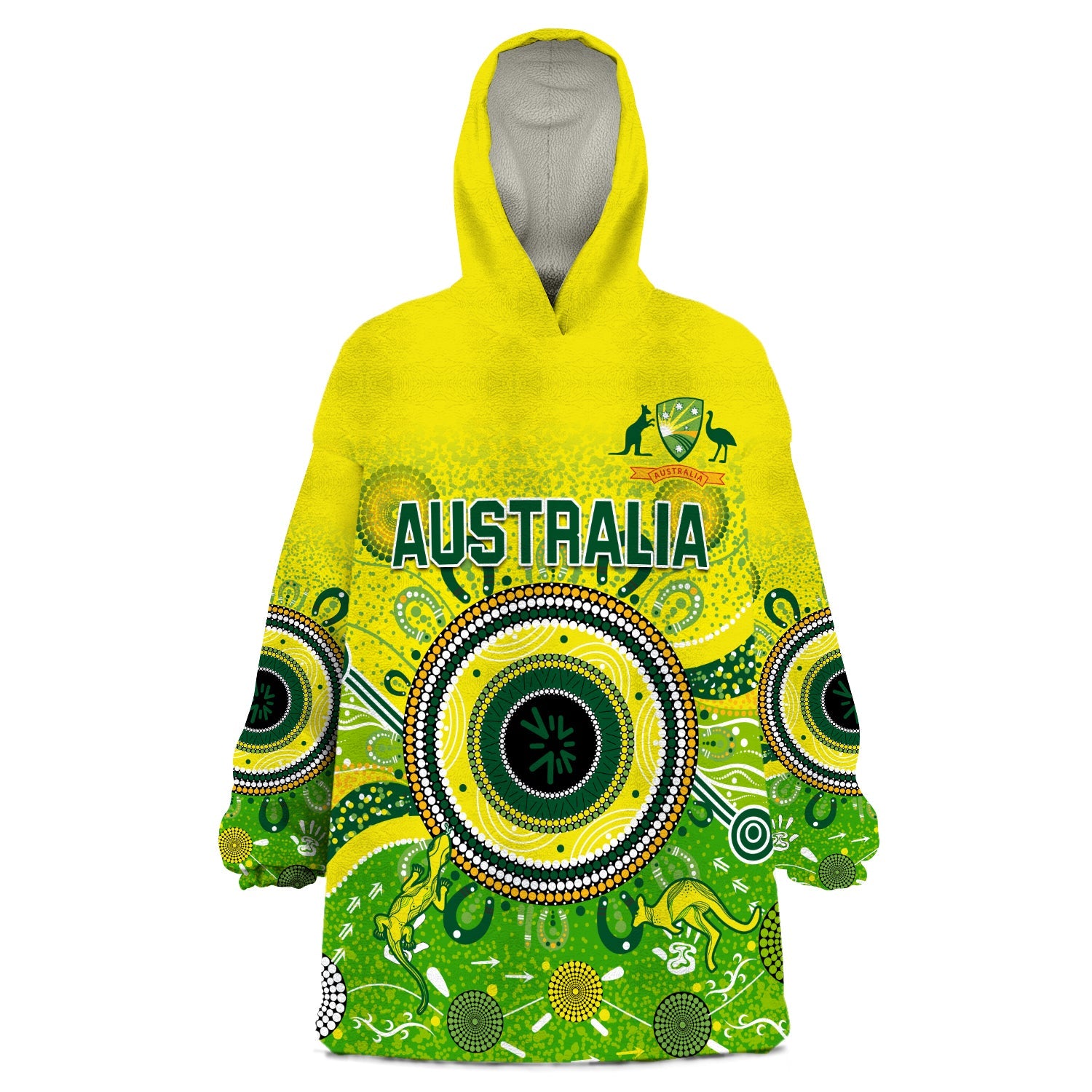 Australia Cricket Wearable Blanket Hoodie Aboriginal National Color Champion - Vibe Hoodie Shop