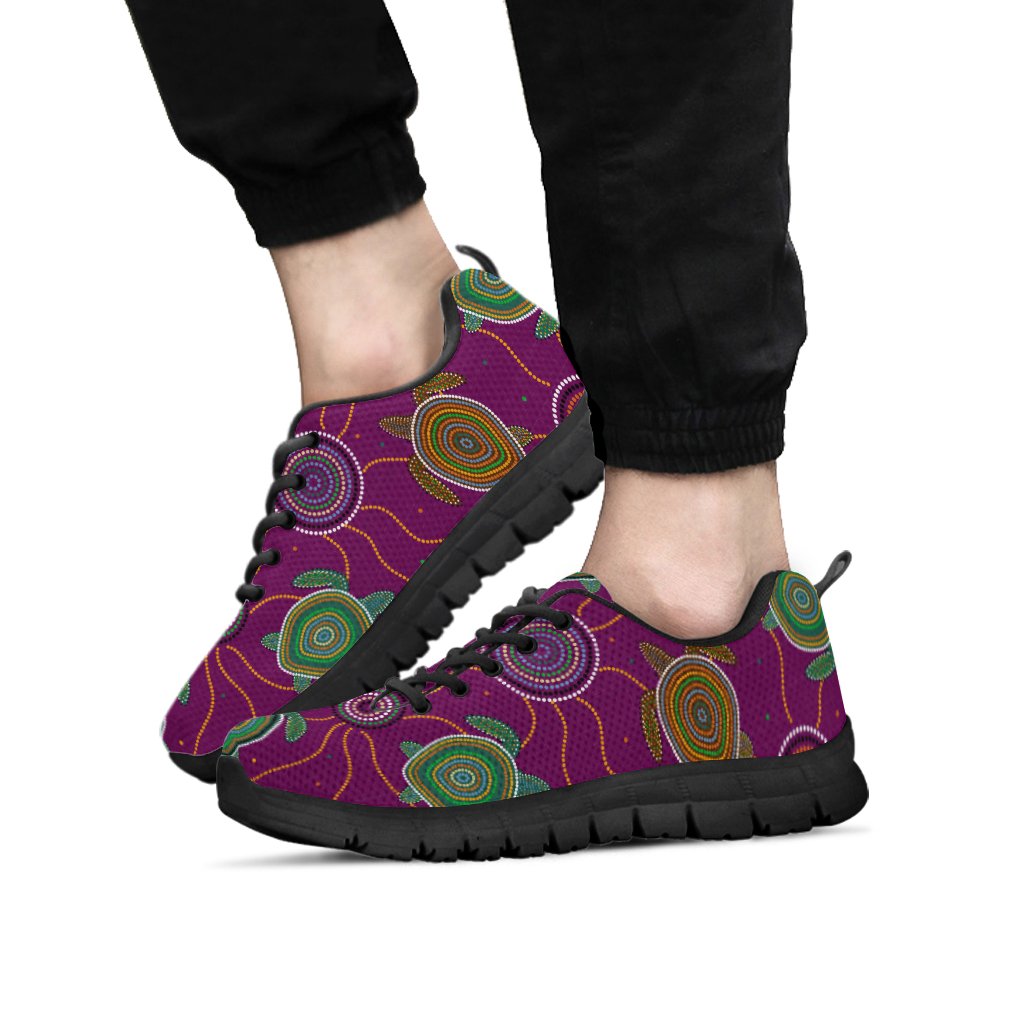 Sneakers - Aboriginal Turtle Purple Australia Dot Patterns - Vibe Hoodie Shop