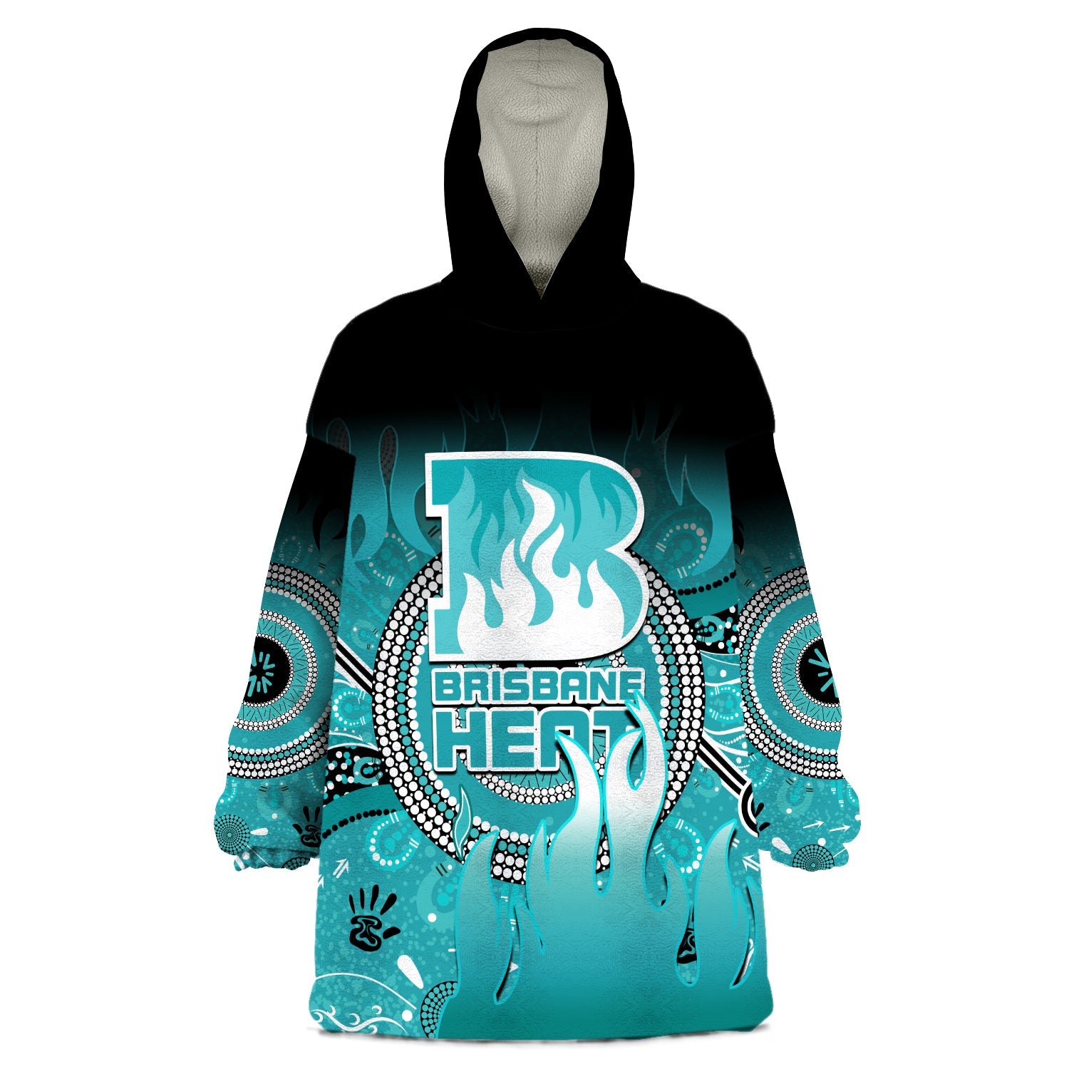 Brisbane Heat Wearable Blanket Hoodie Aboriginal Sunshine - Vibe Hoodie Shop