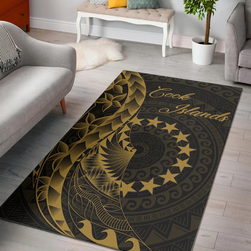 Cook Islands Area Rug - Polynesian Pattern Style Gold Color - Vibe Hoodie Shop