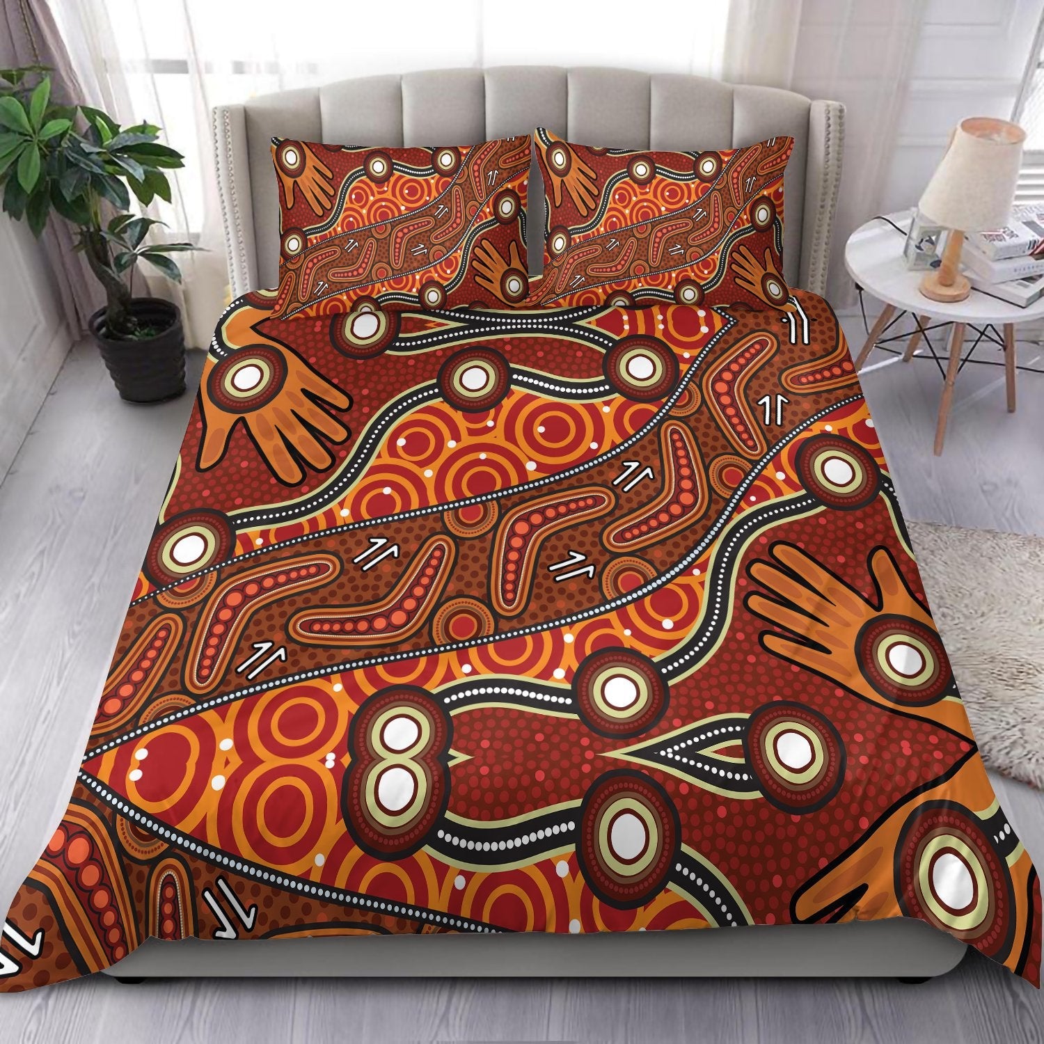 Aboriginal Bedding Set - Indegenous Dot Painting Art - Vibe Hoodie Shop
