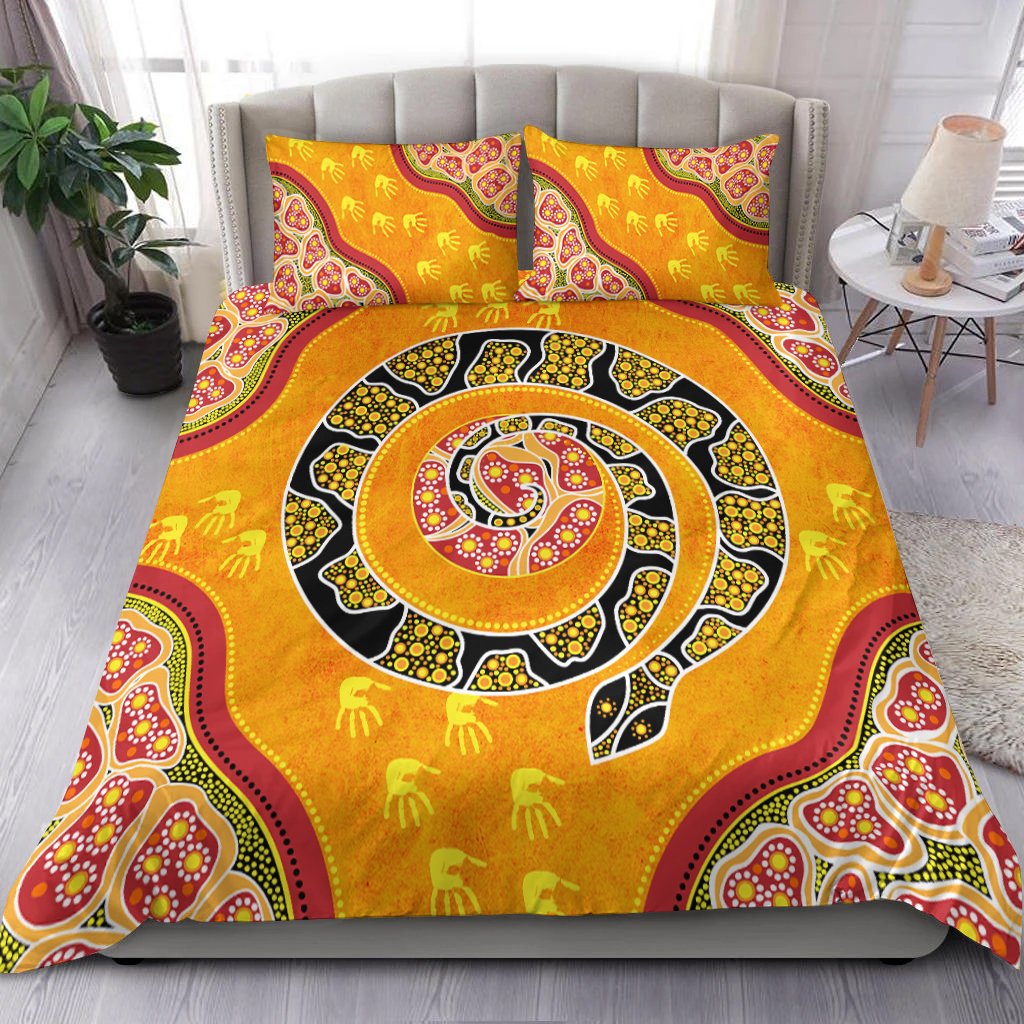 Bedding Set - Aboriginal Unique Style Snake Orange Color 2021 - Vibe Hoodie Shop