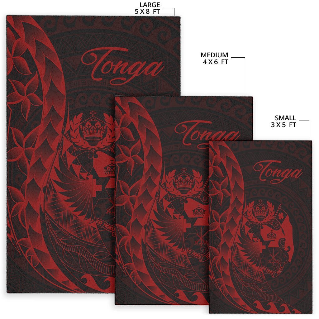 Tonga Area Rug - Polynesian Pattern Style Red Color - Vibe Hoodie Shop