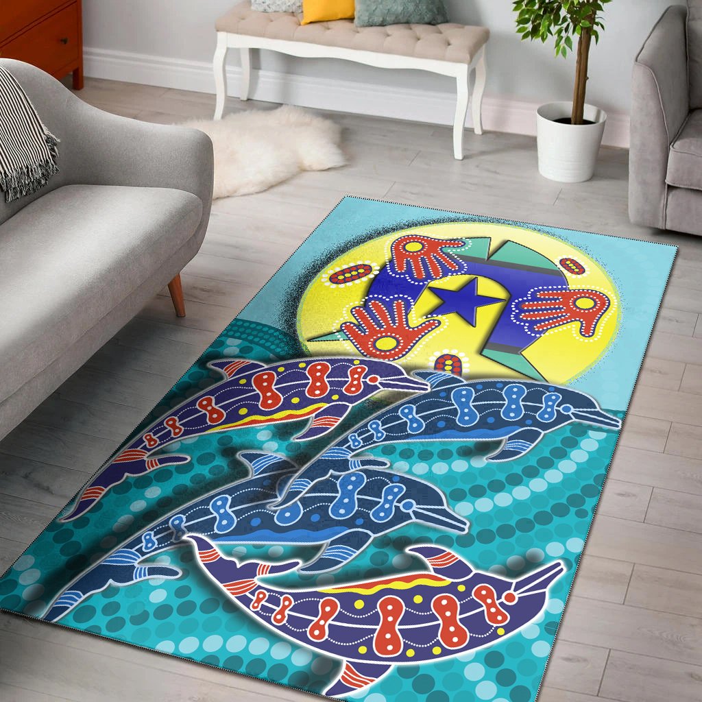 Aboriginal Area Rug - Aboriginal NAIDOC Week Dolphin - Vibe Hoodie Shop