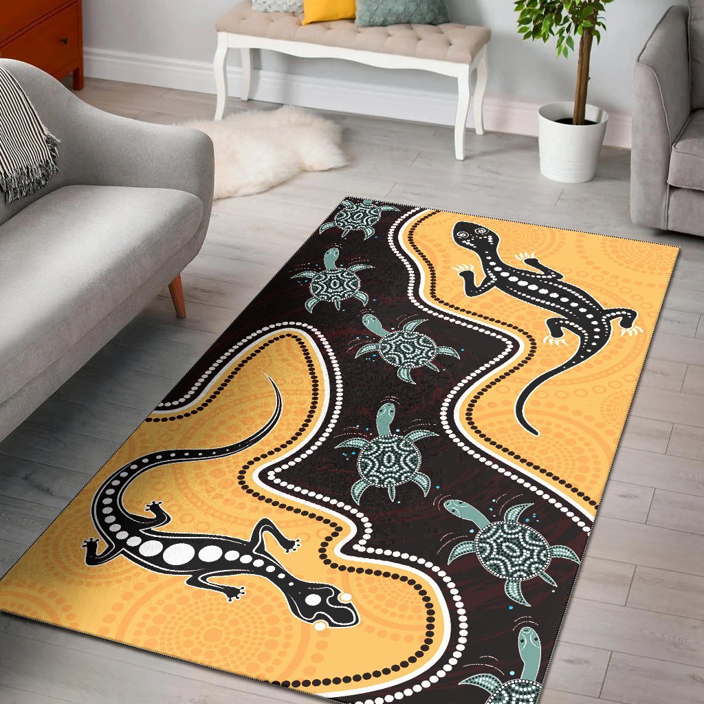 Vibe Hoodie Aboriginal Area Rug - Lizard and Turtle Aboriginal Style - RLT20 - Vibe Hoodie Shop