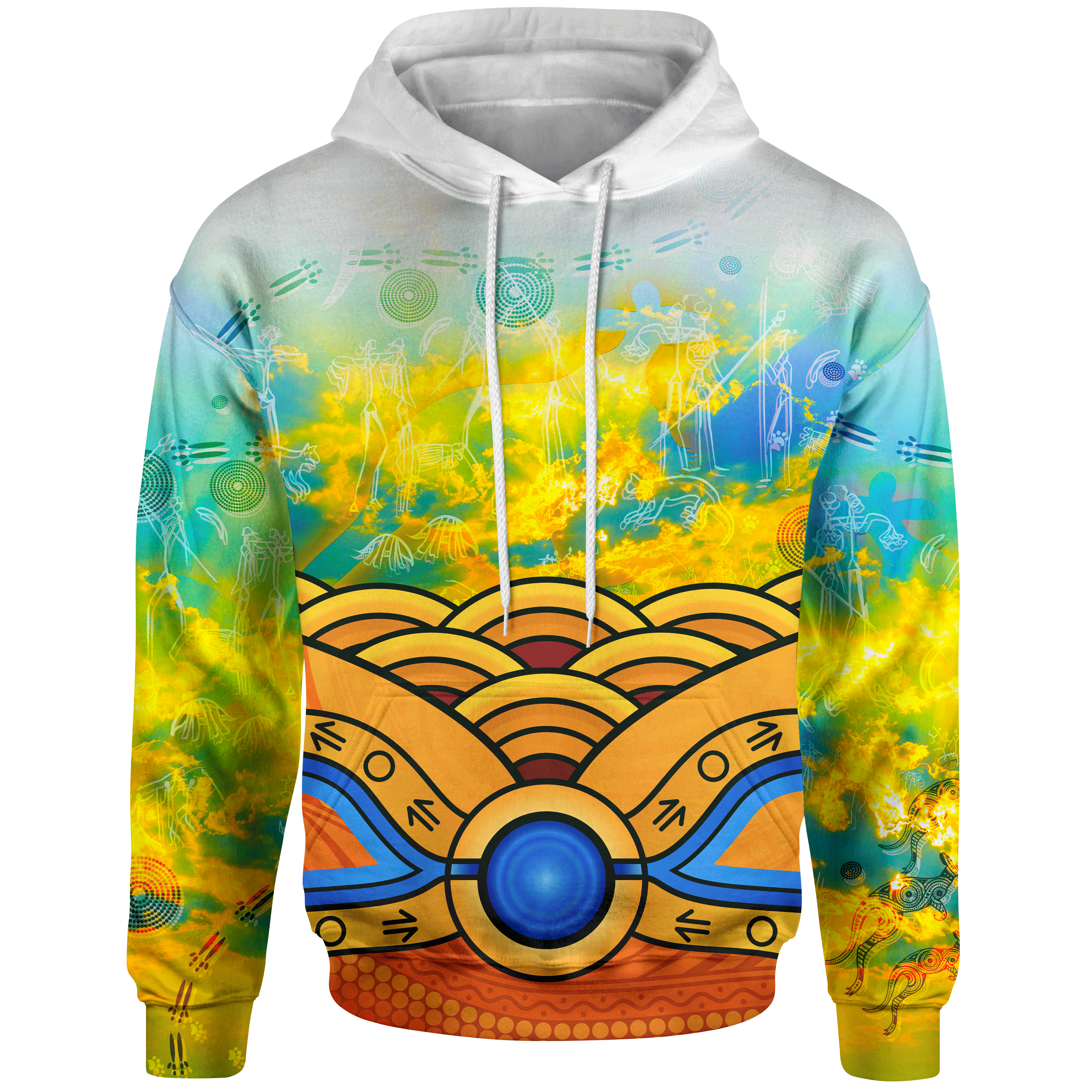 Aboriginal Hoodie, Australia Kangaroo Sky - Vibe Hoodie Shop