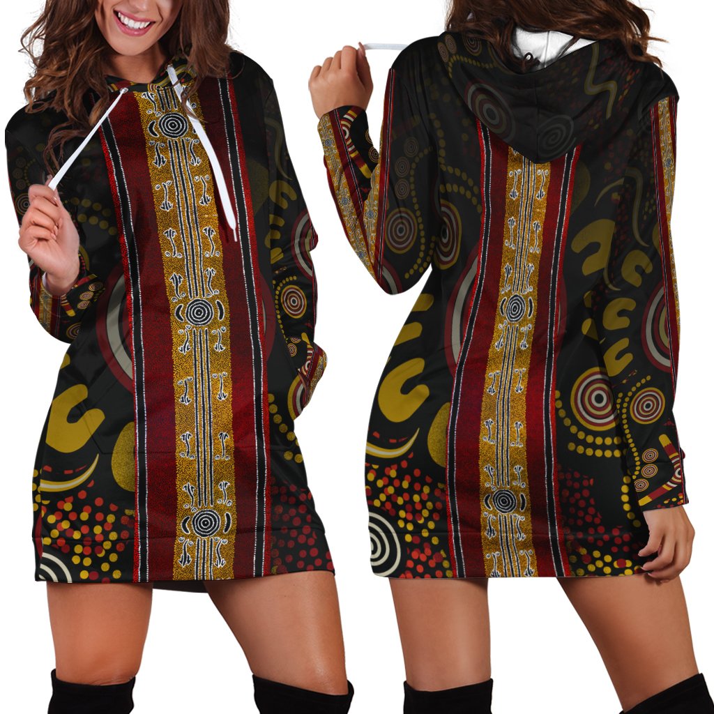 Hoddie Dress - Aboriginal Dot Panting Art Stripe Lines - Vibe Hoodie Shop