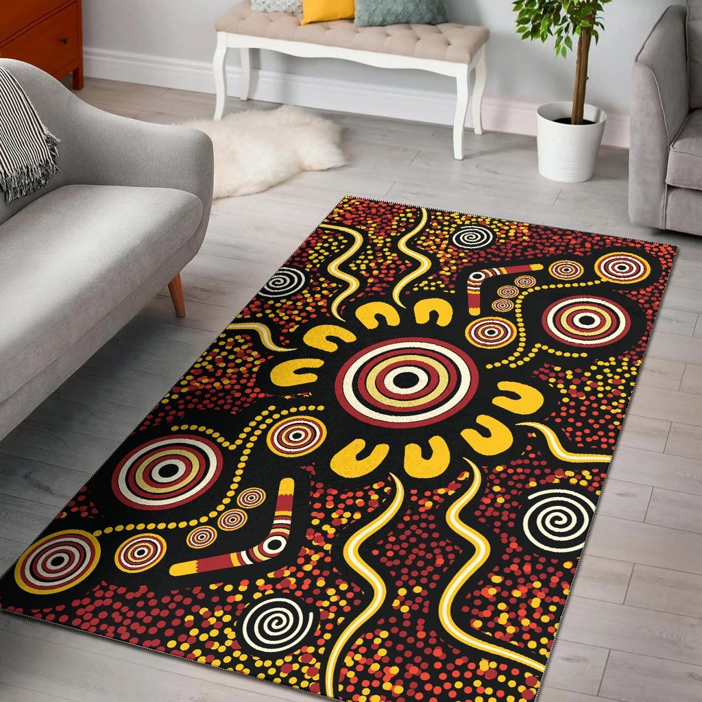 Vibe Hoodie Aboriginal Area Rug - Indigenous Dreaming time Aboriginal dot art painting - RLT20 - Vibe Hoodie Shop