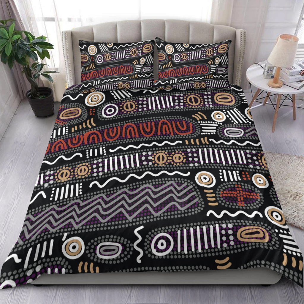 Aboriginal Bedding Set - Aboriginal Style Tribal Black Mythology - Vibe Hoodie Shop