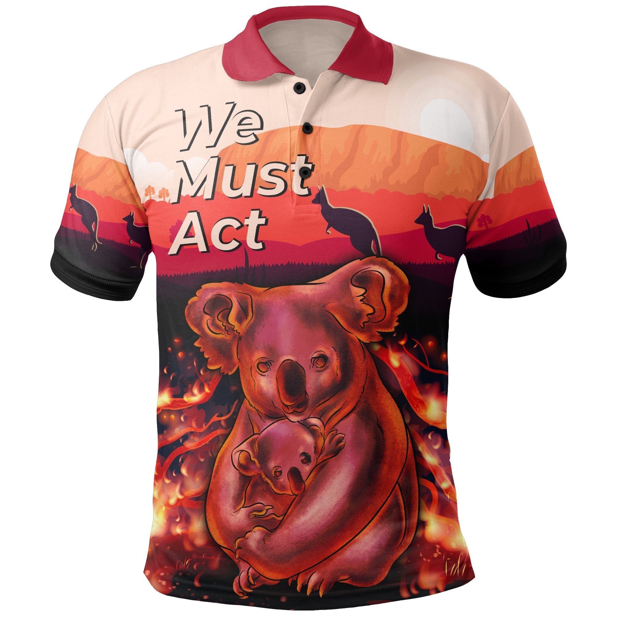 Polo Shirt - Koala Bushfire Shirt Pray For Australia - Vibe Hoodie Shop