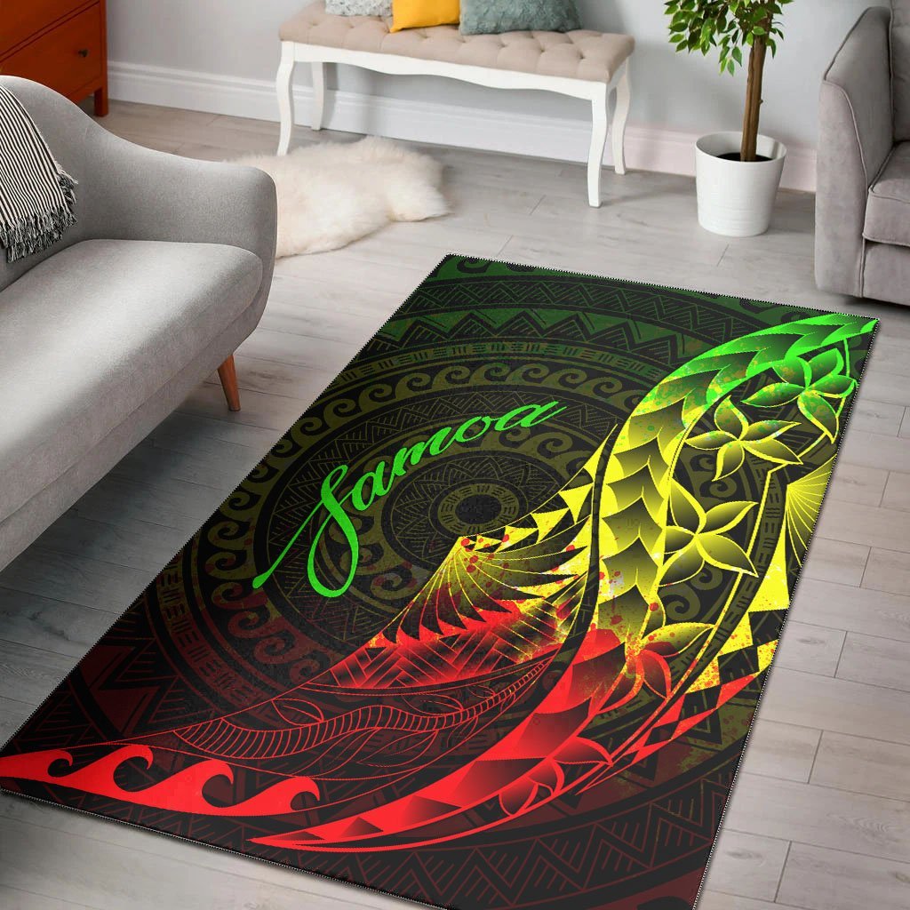 Samoa Area Rug - Polynesian Pattern Style Reggae Color - Vibe Hoodie Shop