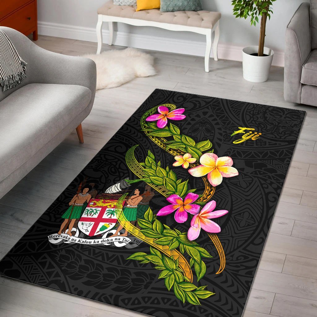 Fiji Polynesian Area Rug - Plumeria Tribal - Vibe Hoodie Shop