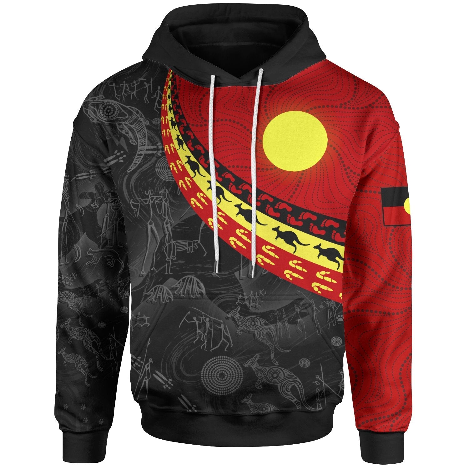 Aboriginal Hoodie, Indigenous Flag Circle Dot Painting - Vibe Hoodie Shop