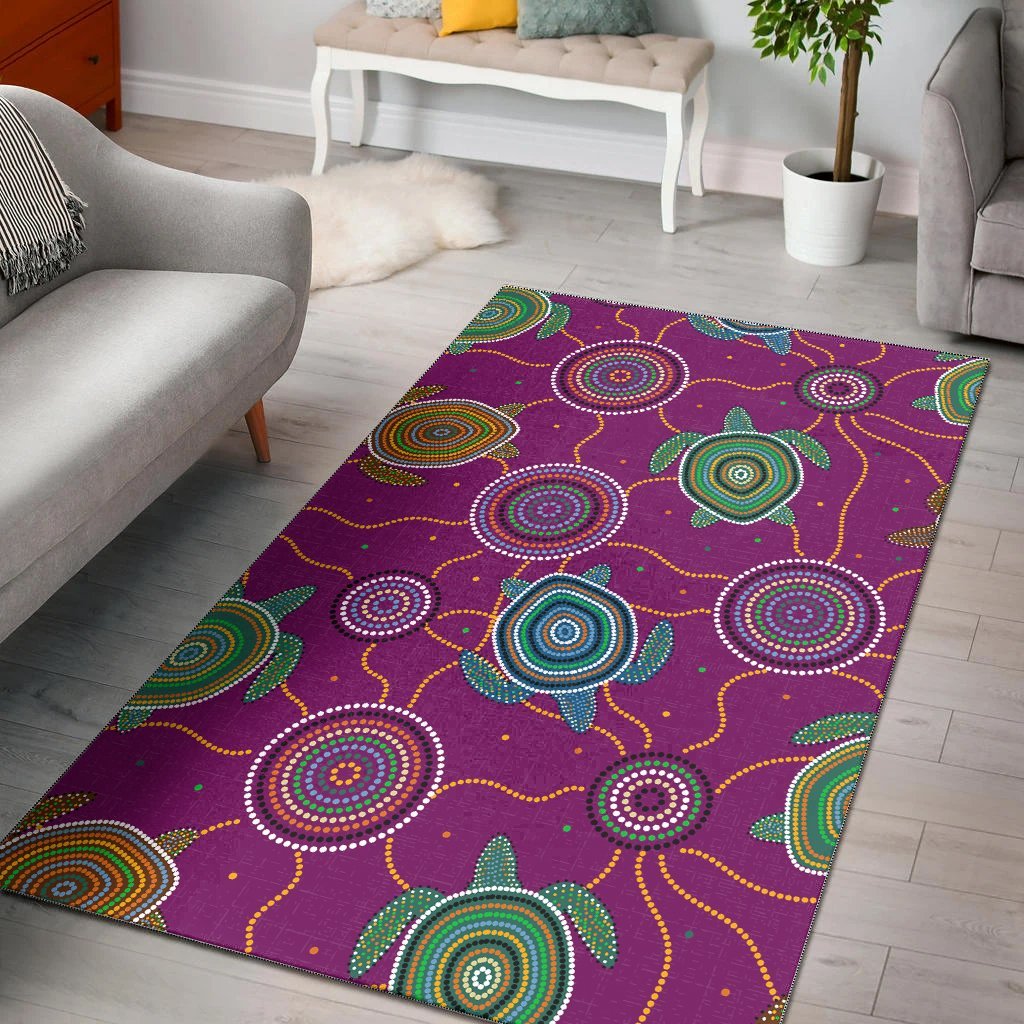 Vibe Hoodie Area Rug - Aboriginal Turtle Purple Australia Dot Patterns - RLT20 - Vibe Hoodie Shop