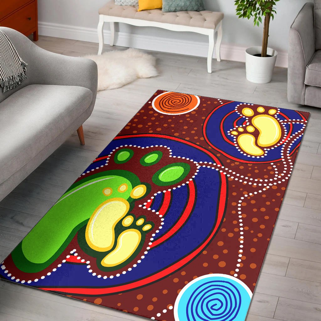 Aboriginal Area Rug - Mom and Son Footprint Aboriginal Style - Vibe Hoodie Shop