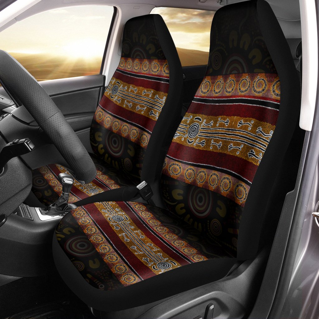 Car Seat Cover - Aboriginal Dot Panting Art Horizontal Lines - Vibe Hoodie Shop