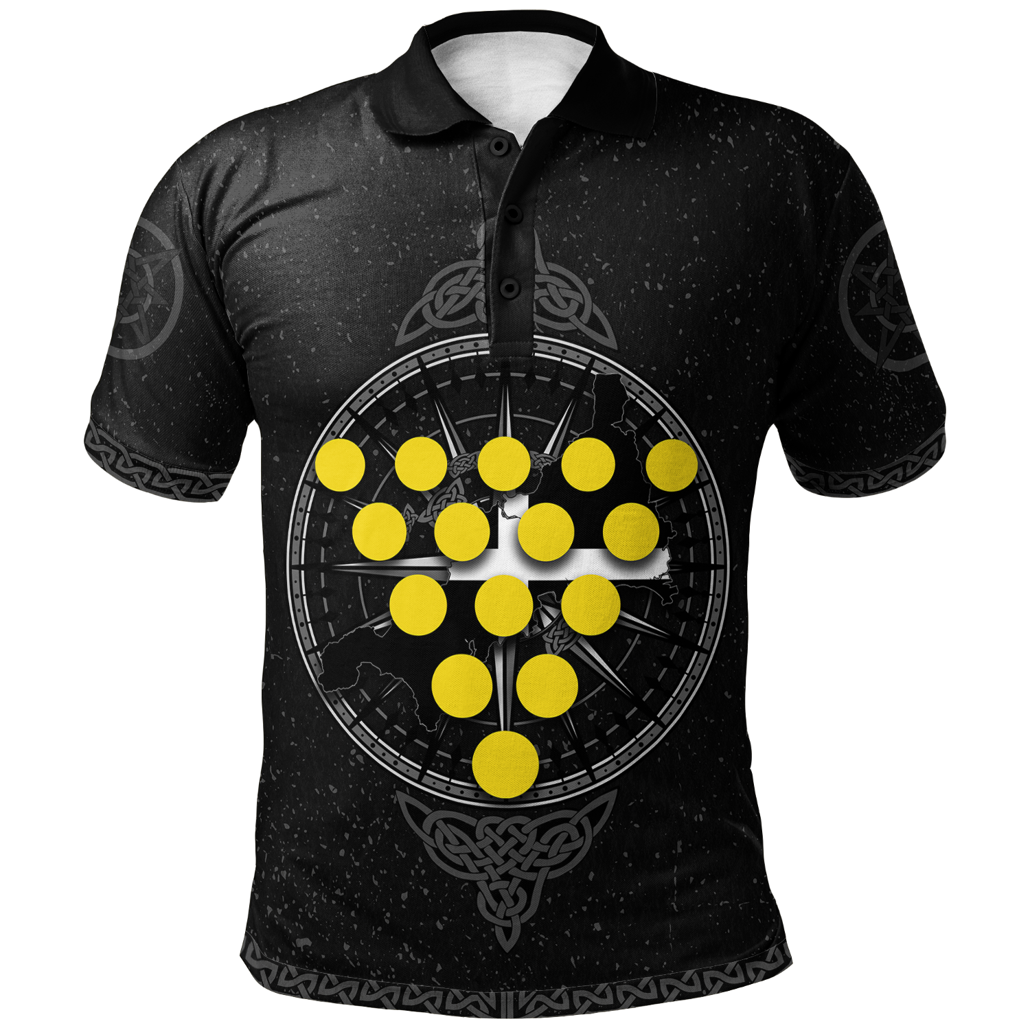 Cornwall Celtic Polo Shirts - Celtic Compass With Cornish Symbols - Vibe Hoodie Shop