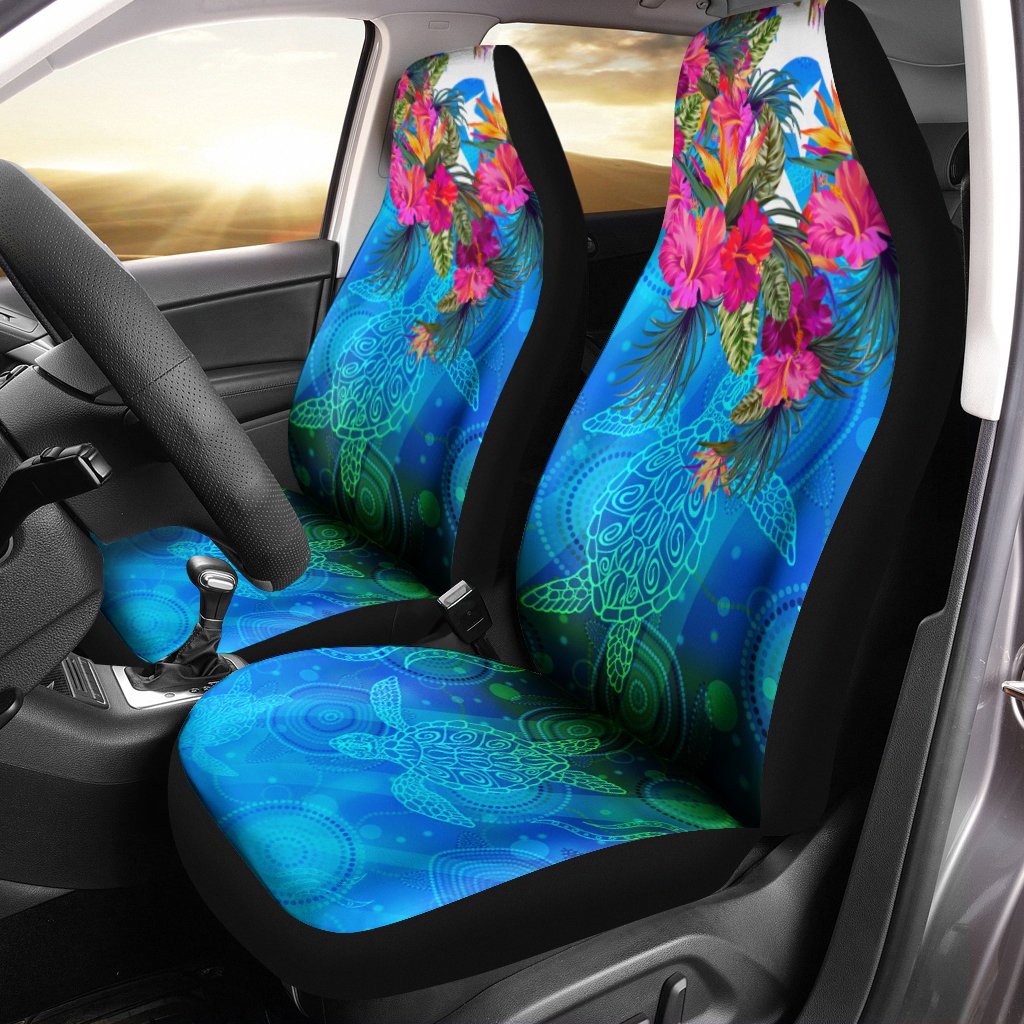 Car Seat Cover - Torres Strait Blue Sea With Hibiscus - Vibe Hoodie Shop