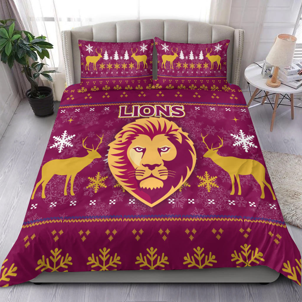 Brisbane Lion Bedding Set - Christmas Ugly Style - - Vibe Hoodie Shop