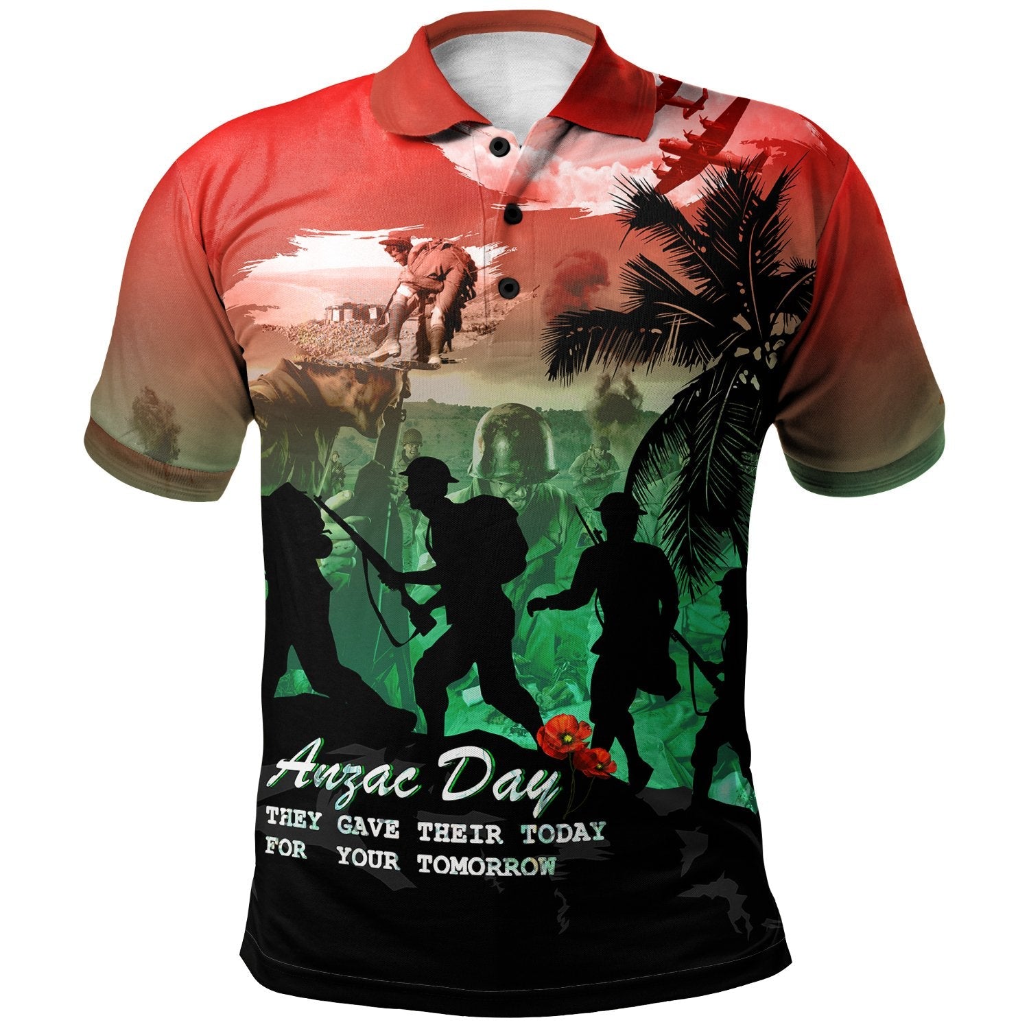 ANZAC Polo Shirt - They Gave Their Today For Your Tomorrow - Vibe Hoodie Shop