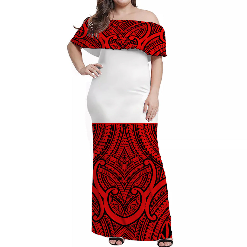 New Zealand Maori Off Shoulder Long Dress Ver.01 - Vibe Hoodie Shop