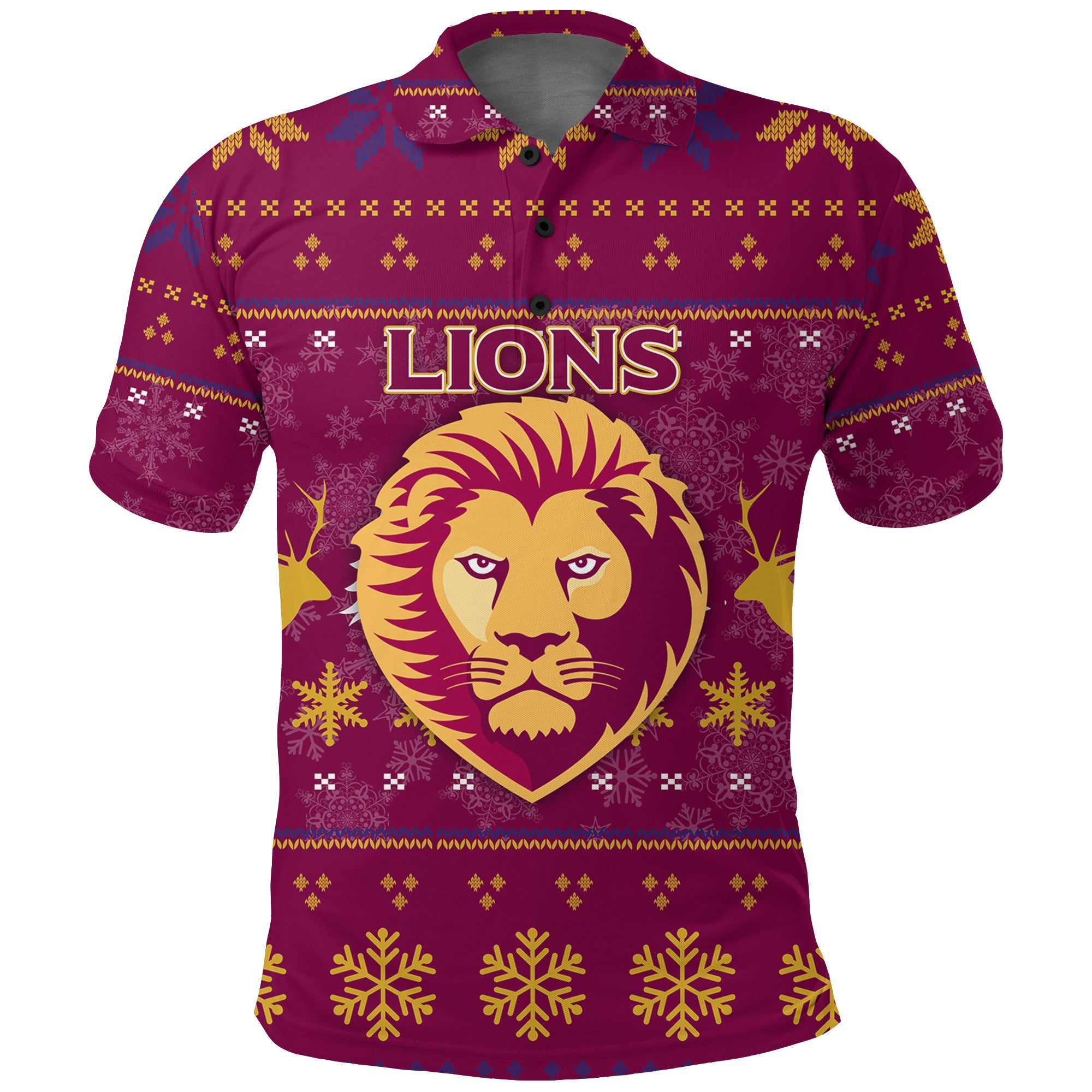 Brisbane Lion Polo Shirt - Christmas Ugly Style - - Vibe Hoodie Shop