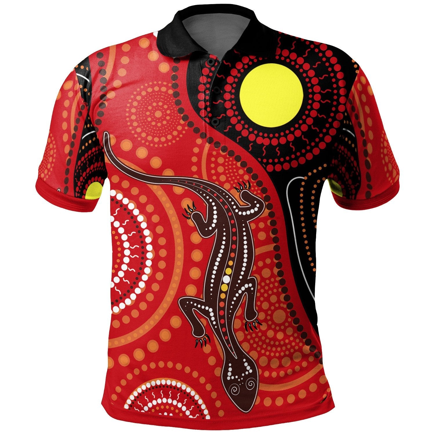 Aboriginal Polo Shirt - Australia Lizard Dot Painting Art - Unisex - Vibe Hoodie Shop