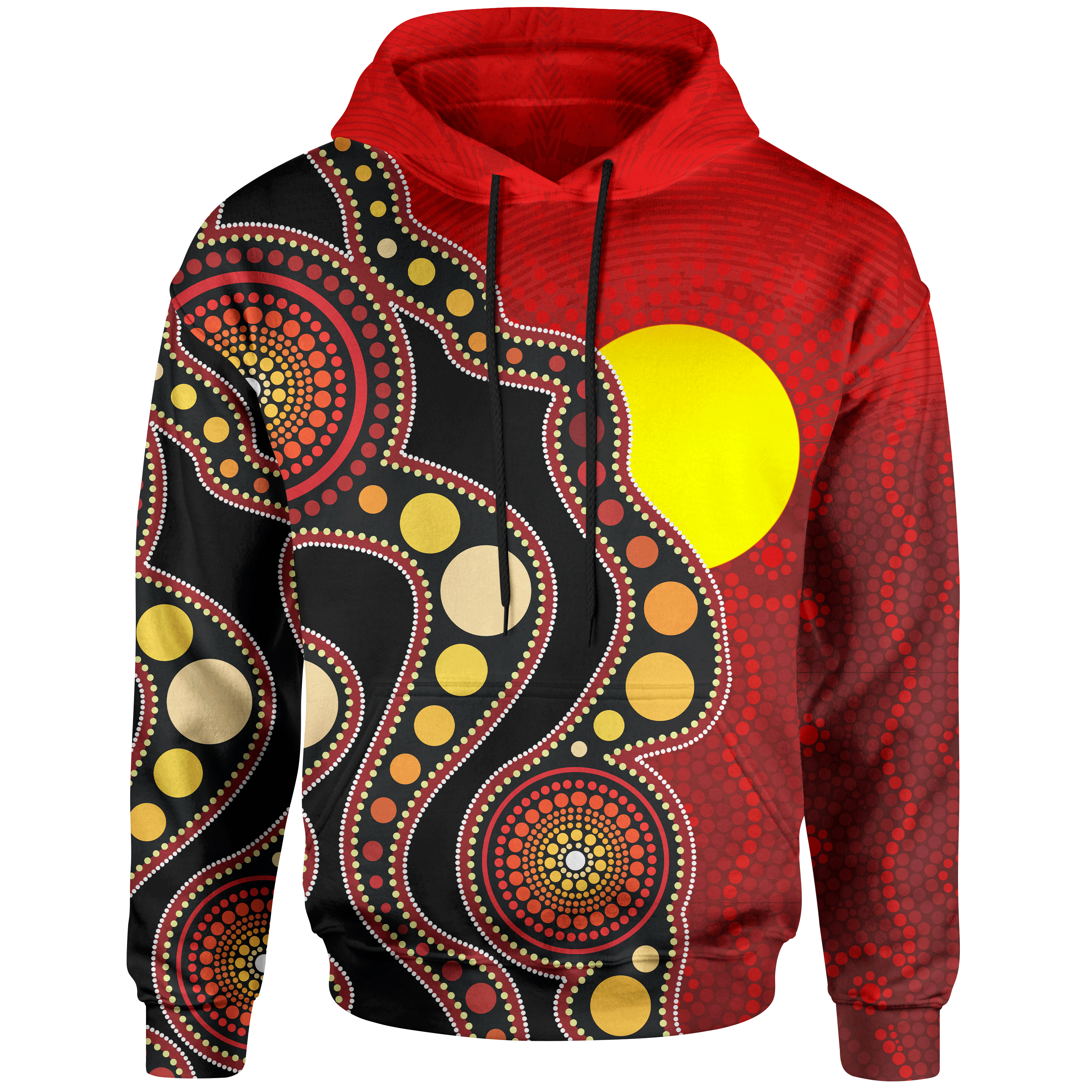 Aboriginal Hoodie - Australia Aboriginal Lives Matter Flag Circle Dot Painting Art - Vibe Hoodie Shop