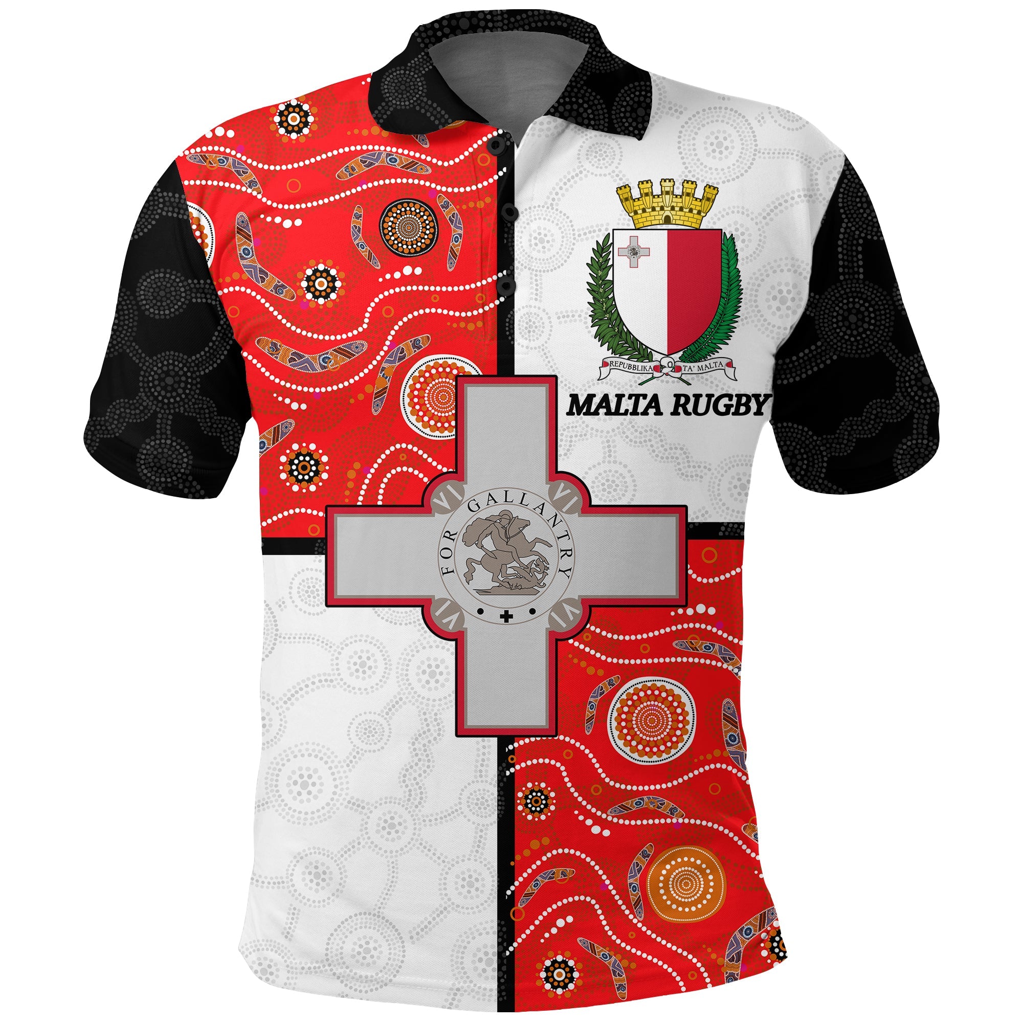 Malta Rugby With Aboriginal Patterns Polo Shirt - LT20 - Vibe Hoodie Shop