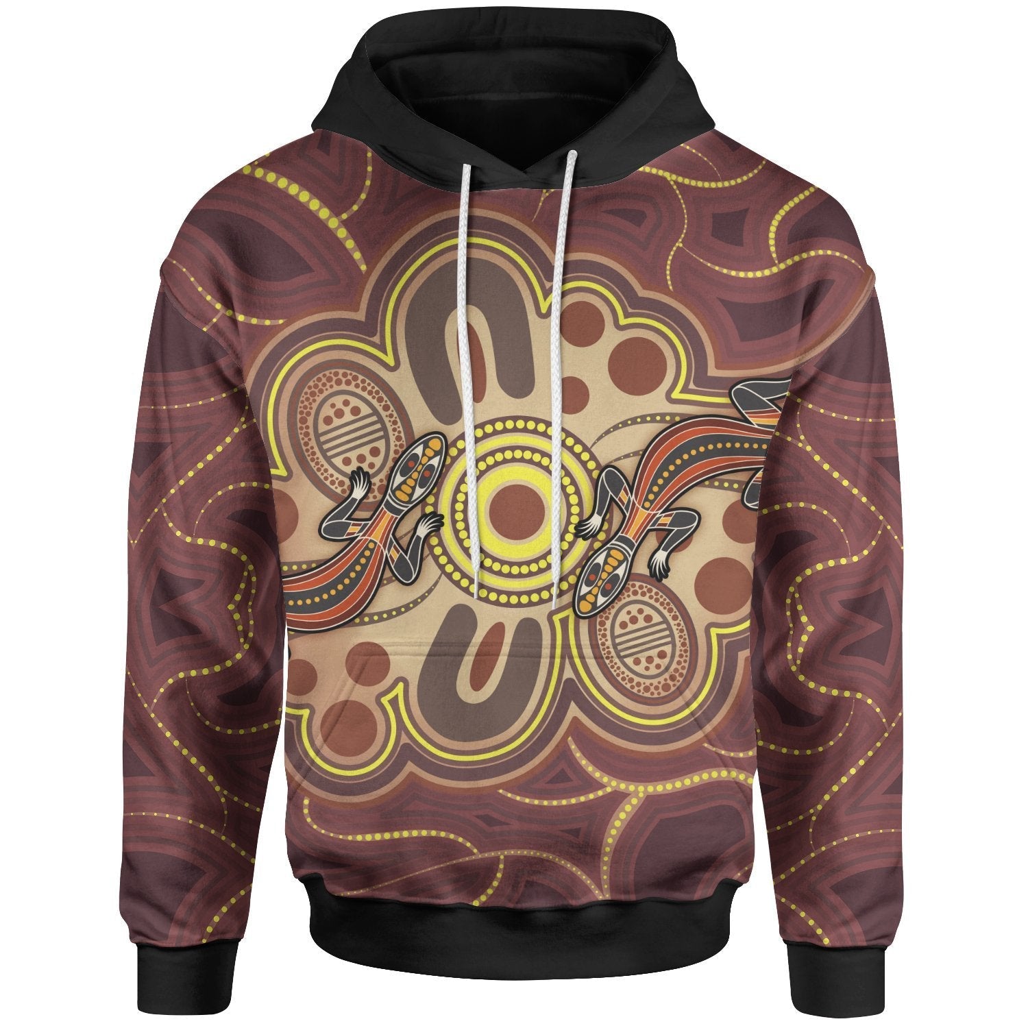 Aboriginal Hoodie, Indigenous Lizard Dot Painting Art - Vibe Hoodie Shop