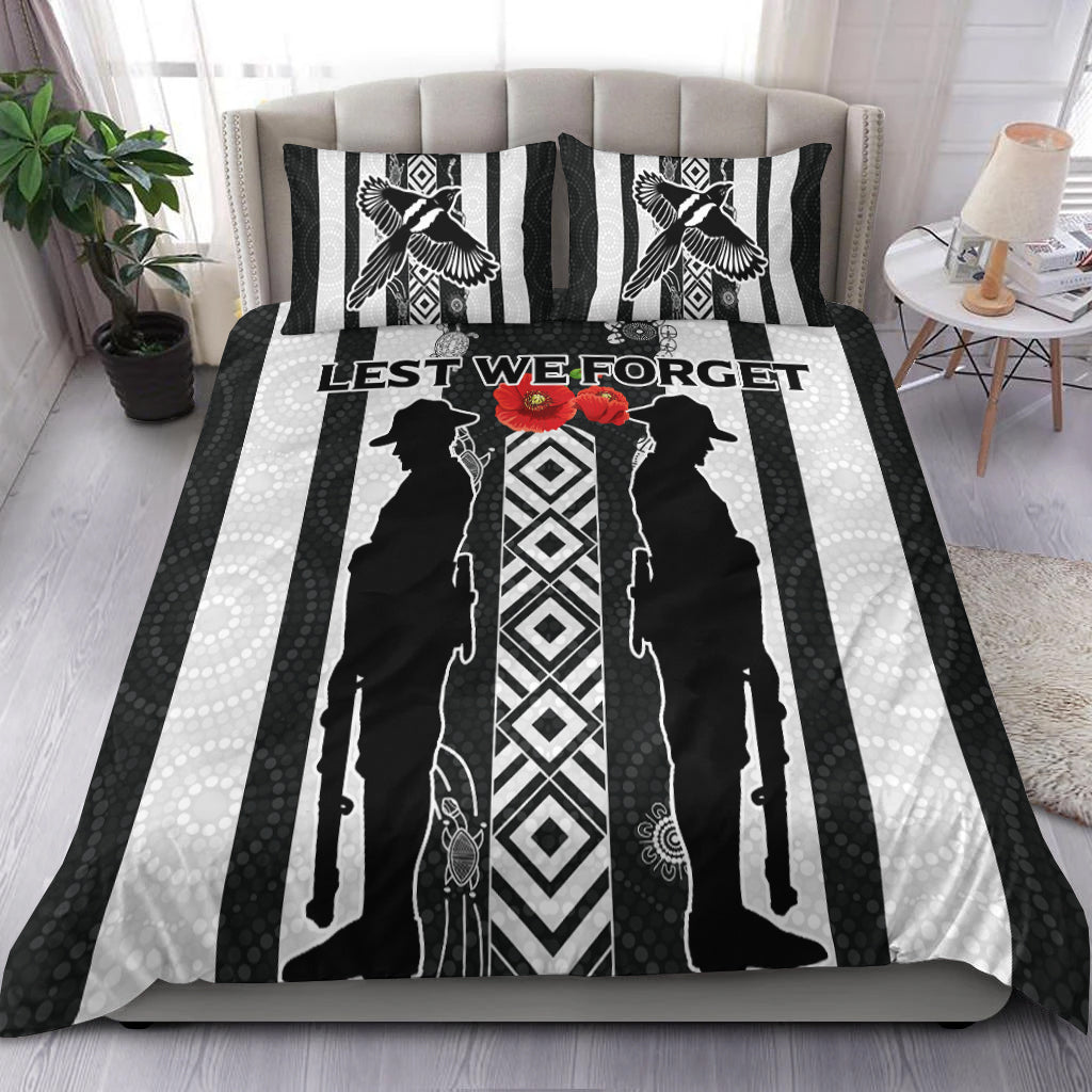 Magpies ANZAC Day Bedding Set - Indigenous Art - - Vibe Hoodie Shop