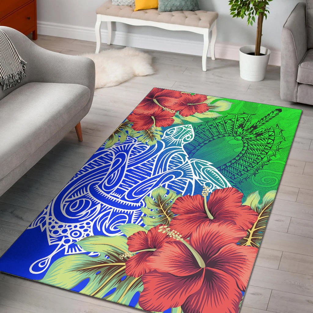 Torres Strait Islanders Area Rug - Ocean Hibiscus - Vibe Hoodie Shop