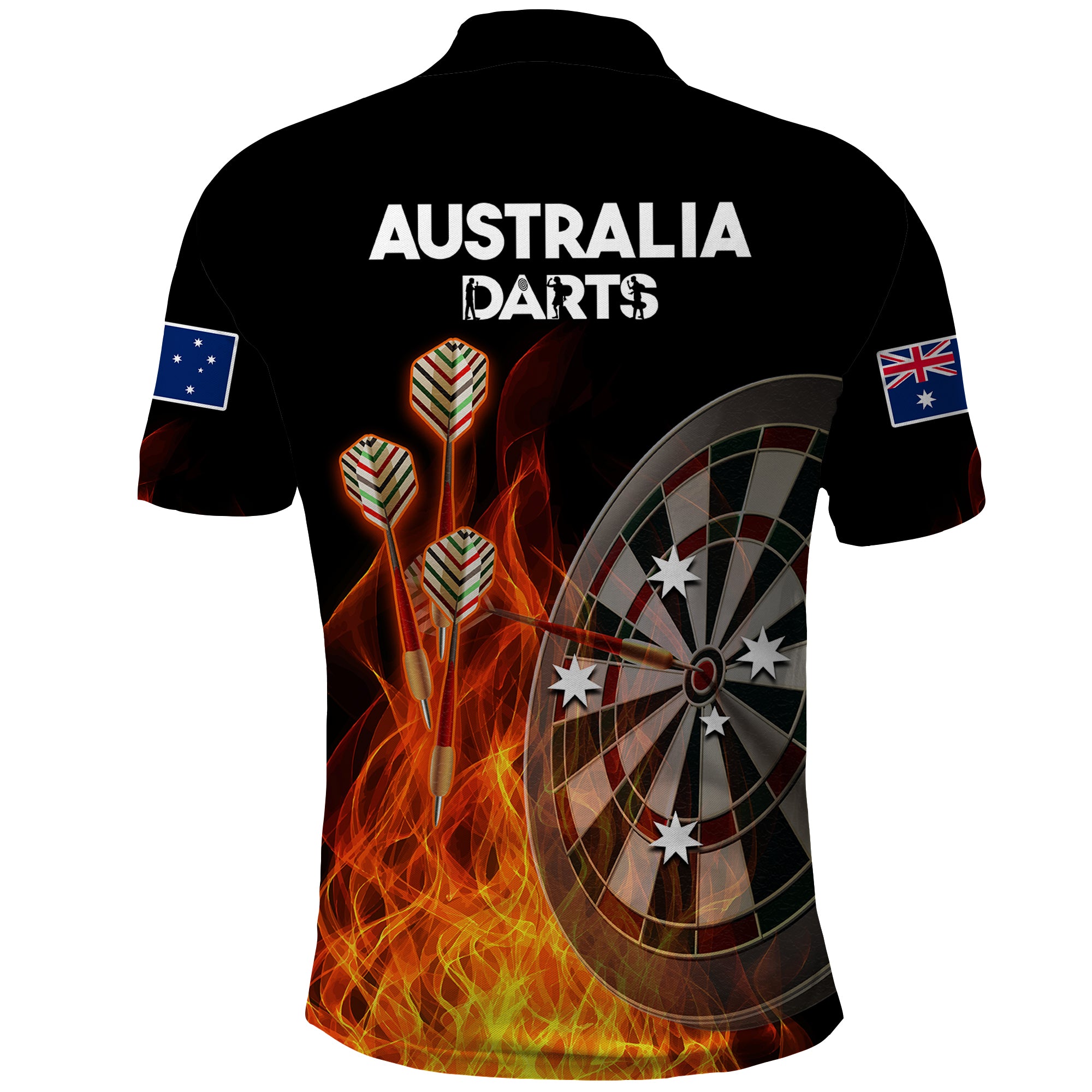 Australia Darts Fire Burning Black Style Polo Shirt - Vibe Hoodie Shop