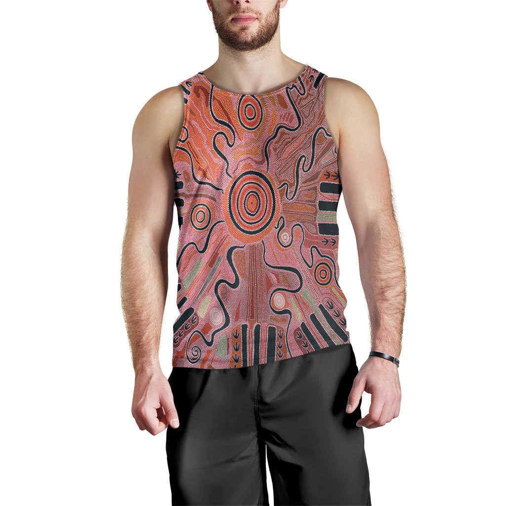 Aboriginal Men's Tank Top - Indigenous Footprint Landscape - Vibe Hoodie Shop