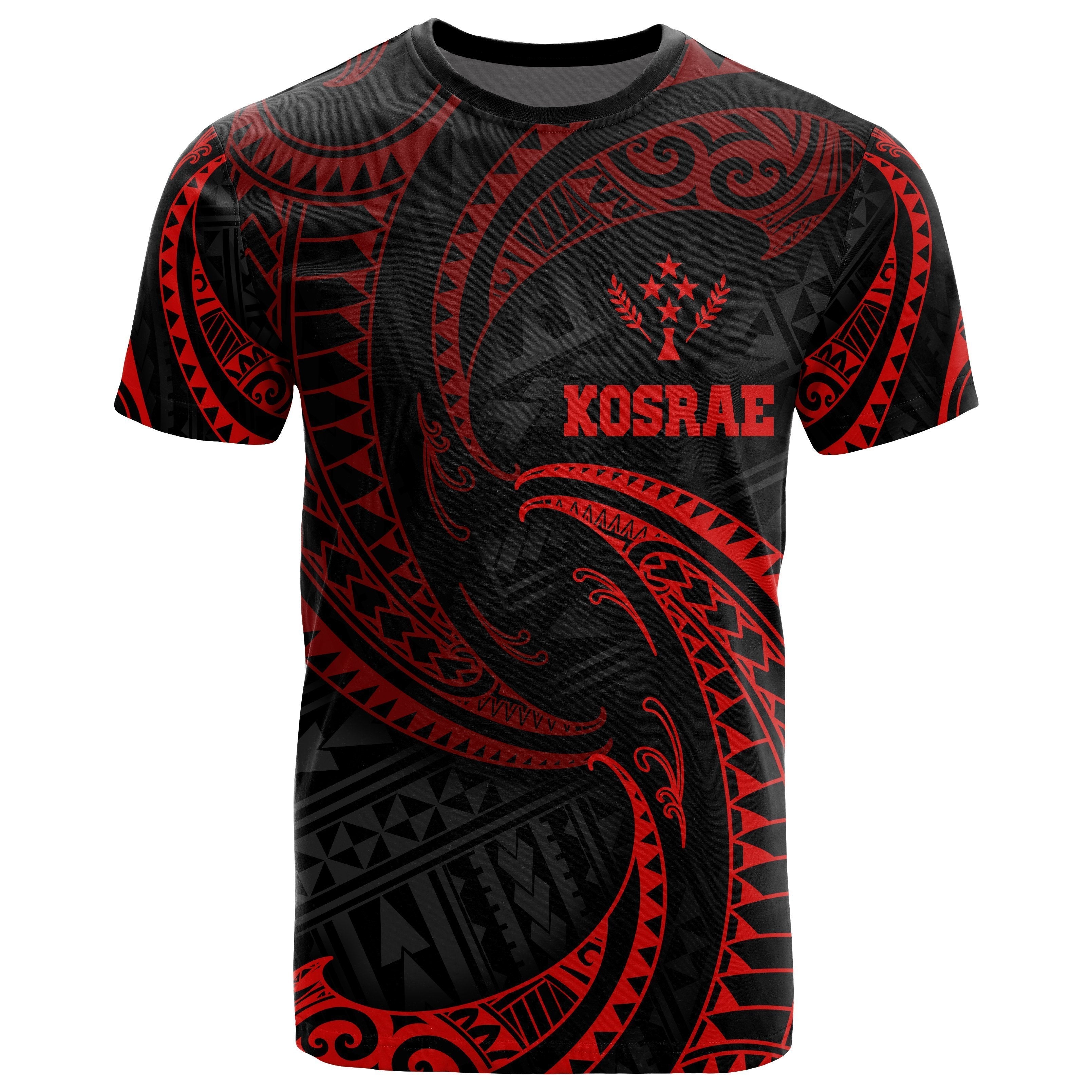 Kosrae Micronesia All Over T shirt - Red Tribal Wave - Vibe Hoodie Shop