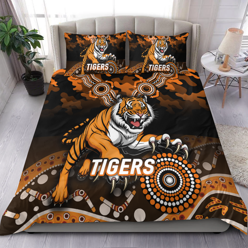 Tigers Rugby ANZAC Day Camouflage Indigenous Art Bedding Set - - Vibe Hoodie Shop