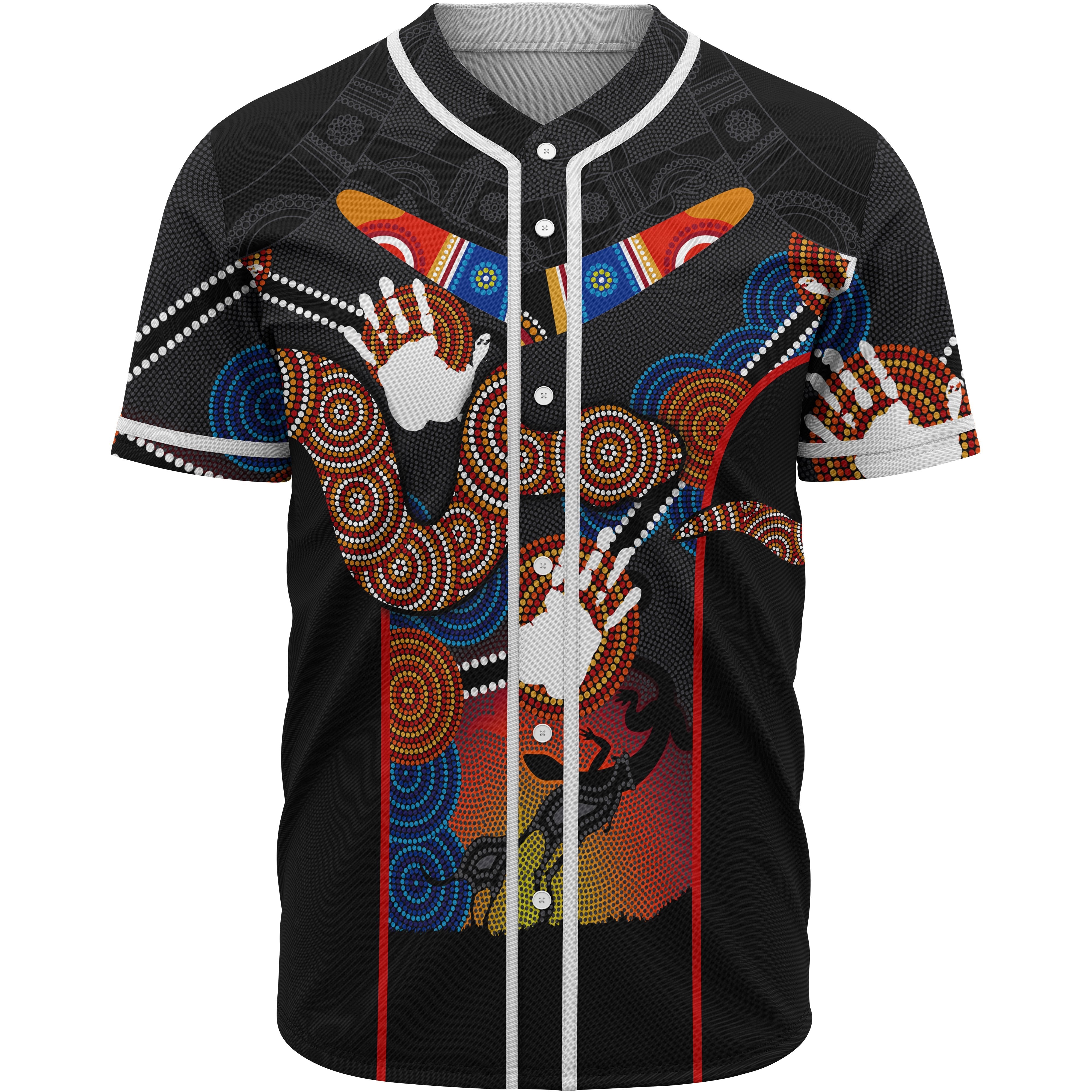 Aboriginal Baseball Shirt, Australian Boomerang and Snake Indigenous Art - Vibe Hoodie Shop