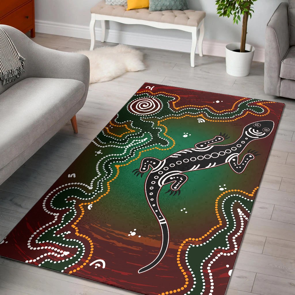 Aboriginal Area Rug - Lizard and Dot Painting - Vibe Hoodie Shop