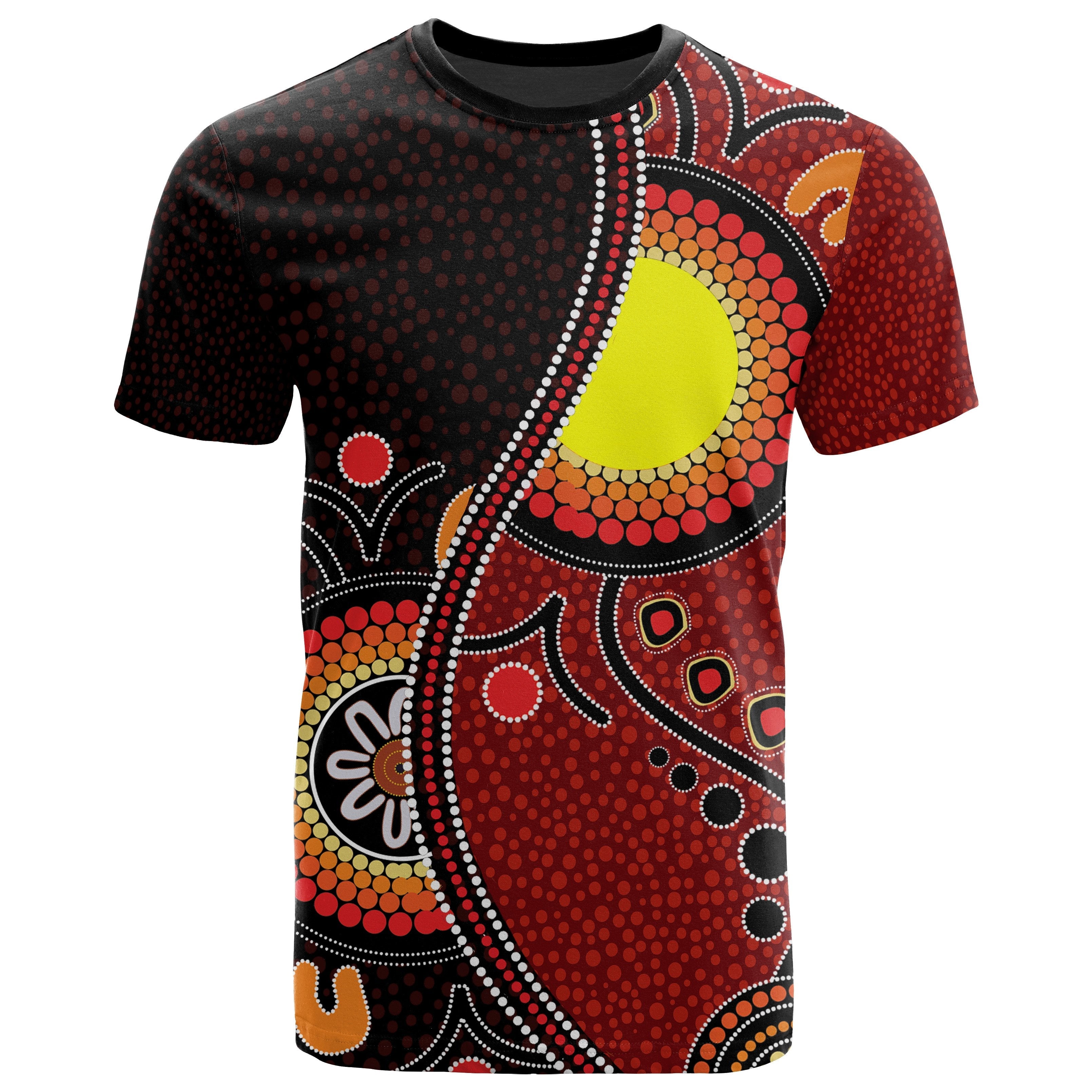 Aboriginal T shirt - Australia Flag Dot Painting Art - Vibe Hoodie Shop