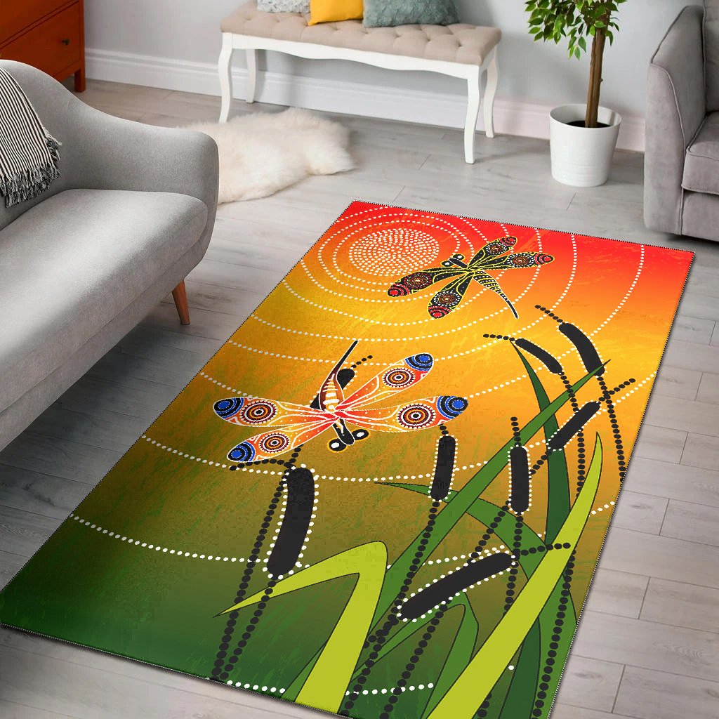 Aboriginal Area Rug - Dragonfly Aboriginal Style - Vibe Hoodie Shop