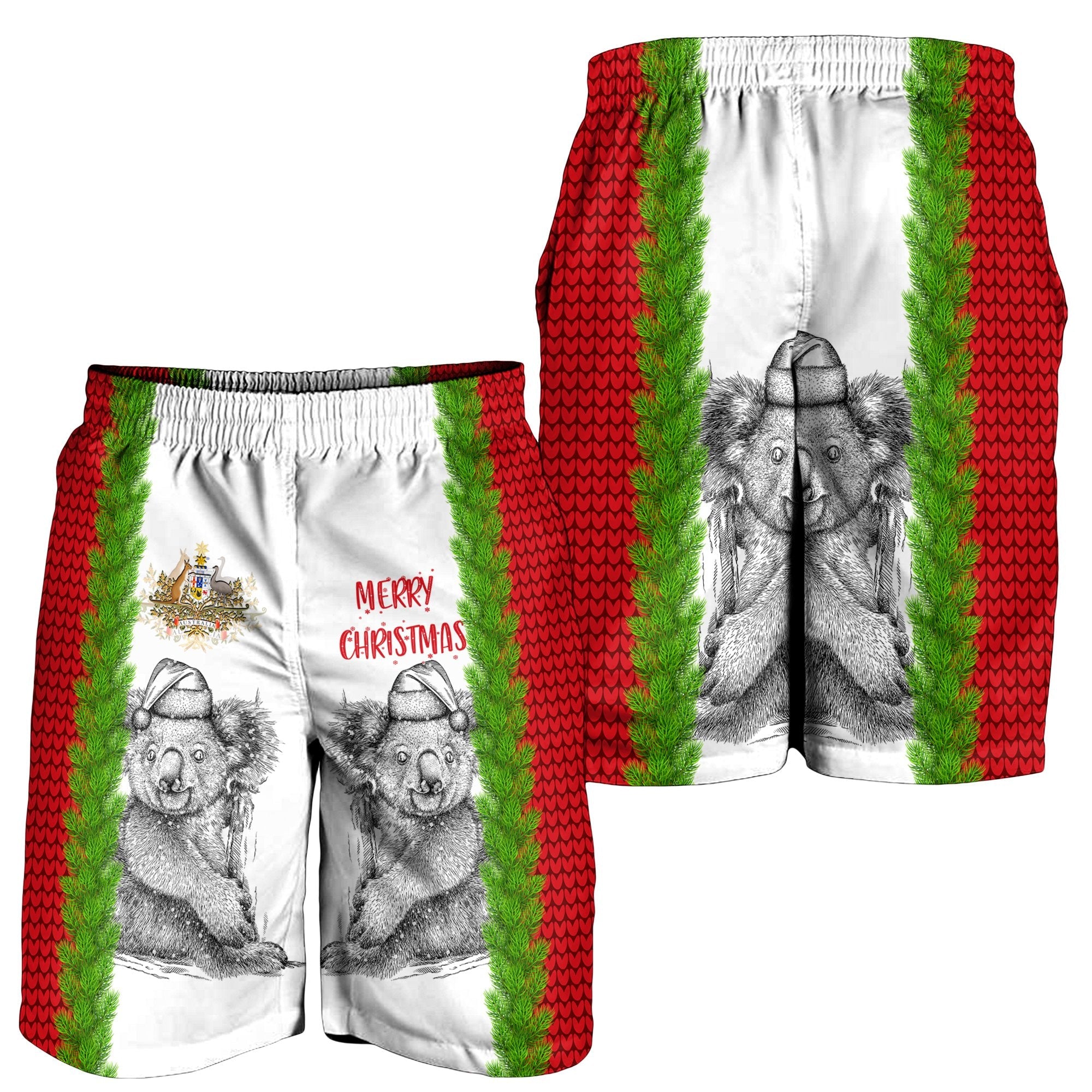 Australia Christmas Men's Shorts - Merry Christmas Koala - Vibe Hoodie Shop