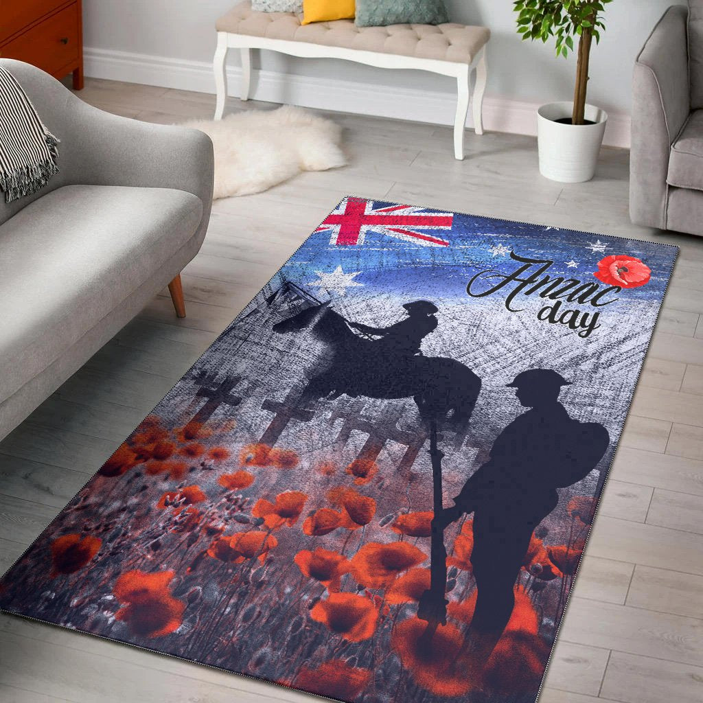 ANZAC Day Area Rug - Lest We Forget Vintage Poppies - Vibe Hoodie Shop