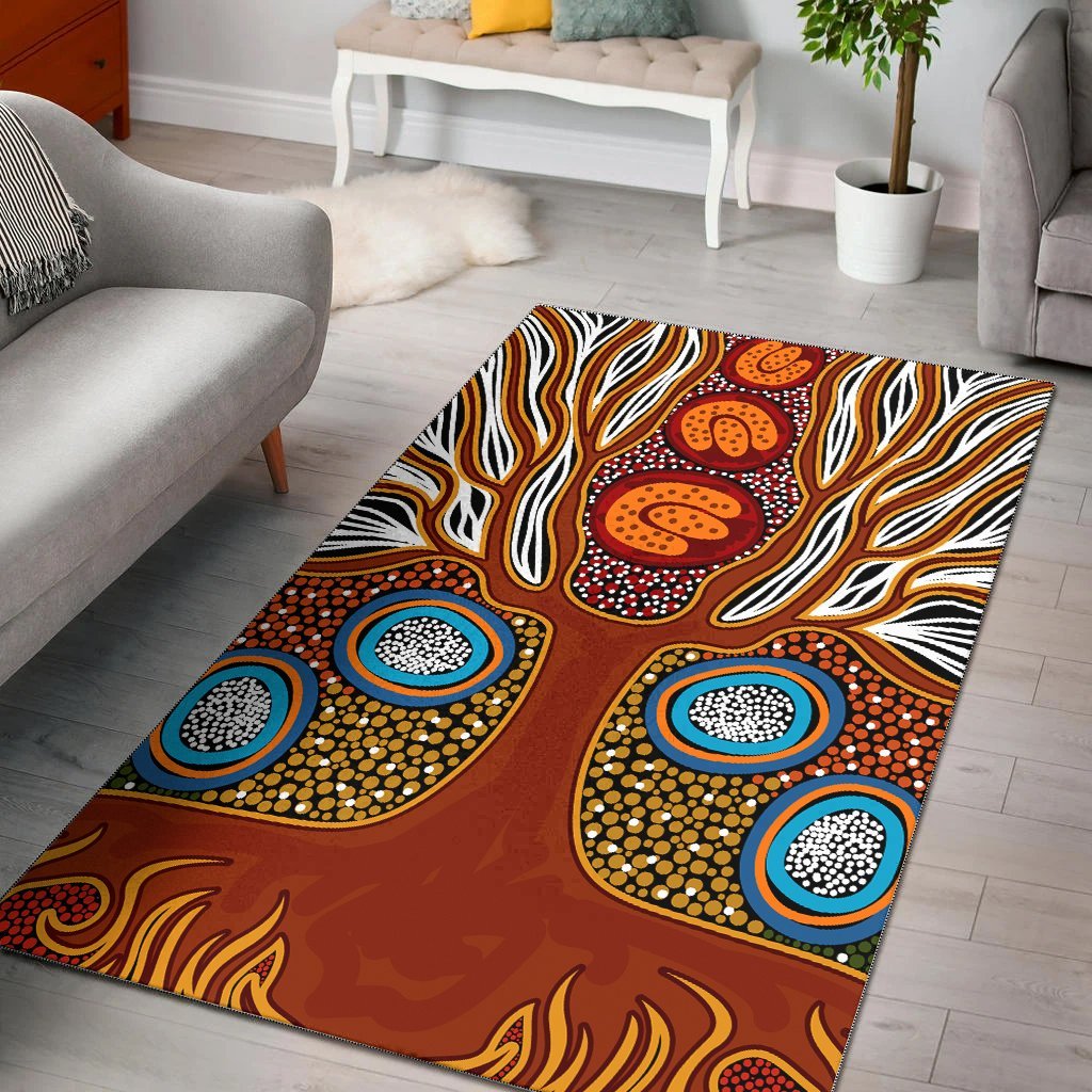 Vibe Hoodie Aboriginal Area Rug - Indigenous Tree Dot Painting - RLT20 - Vibe Hoodie Shop