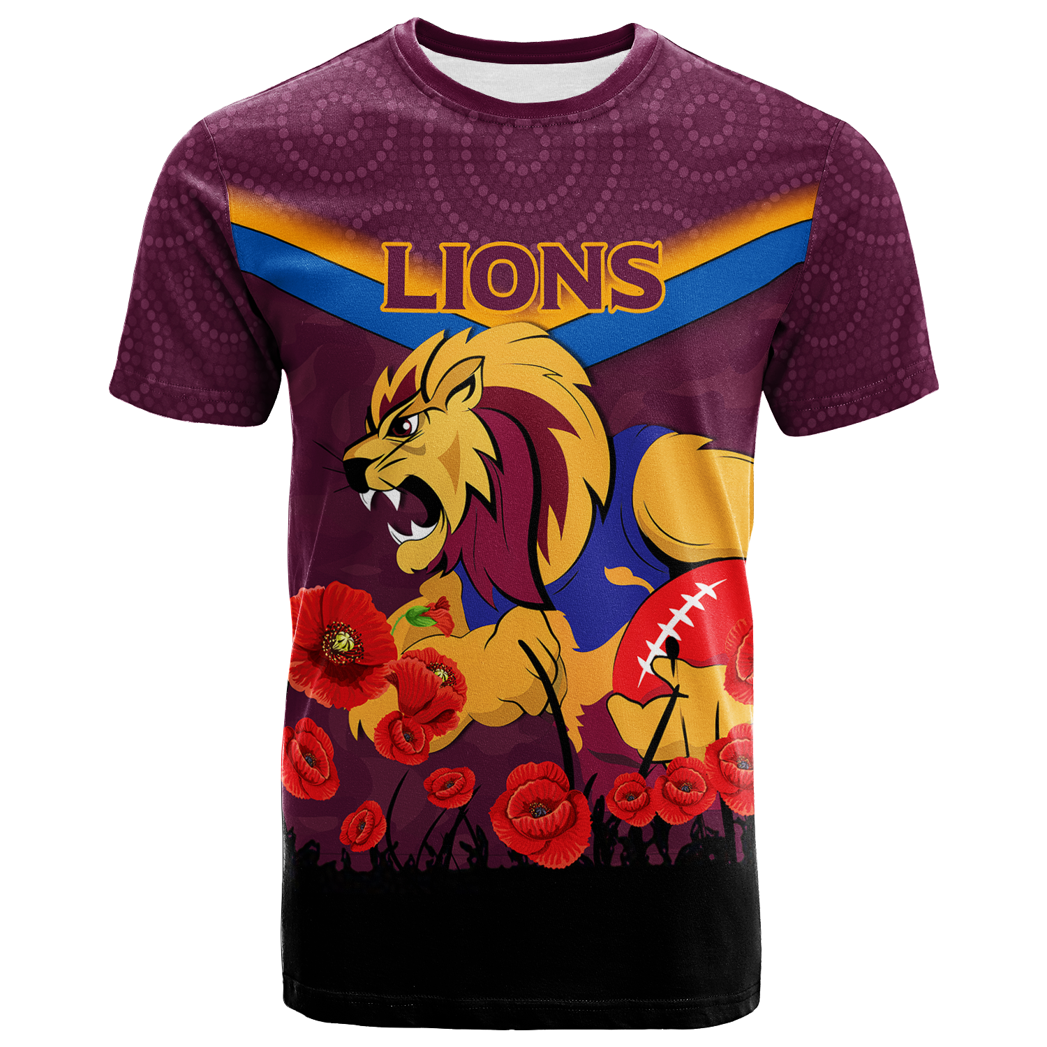 Brisbane Lions ANZAC Day T shirt - Indigenous Art - - Vibe Hoodie Shop