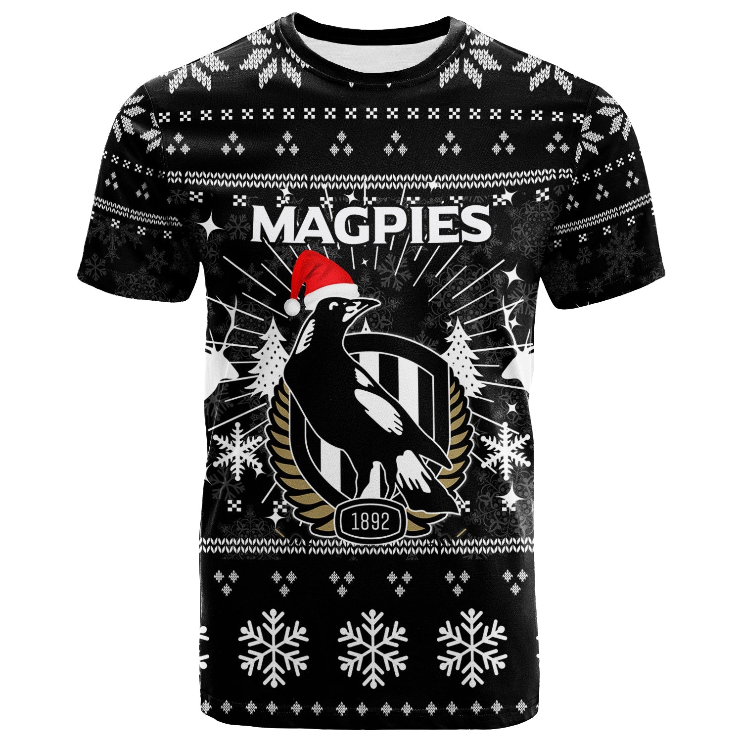 Collingwood Magpies T shirt - Christmas Ugly Style - - Vibe Hoodie Shop