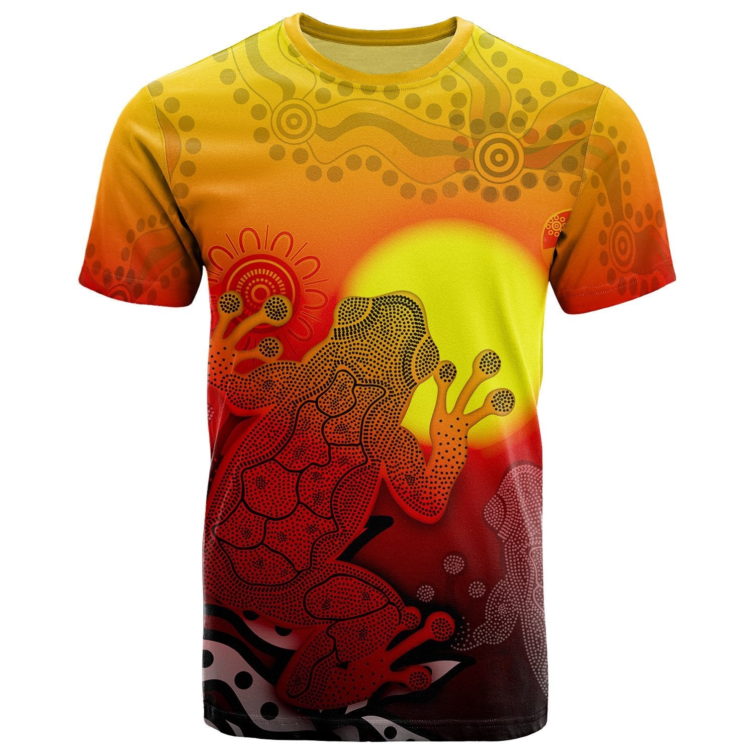 Aboriginal T shirts - Indigenous Frog (Red) - Vibe Hoodie Shop