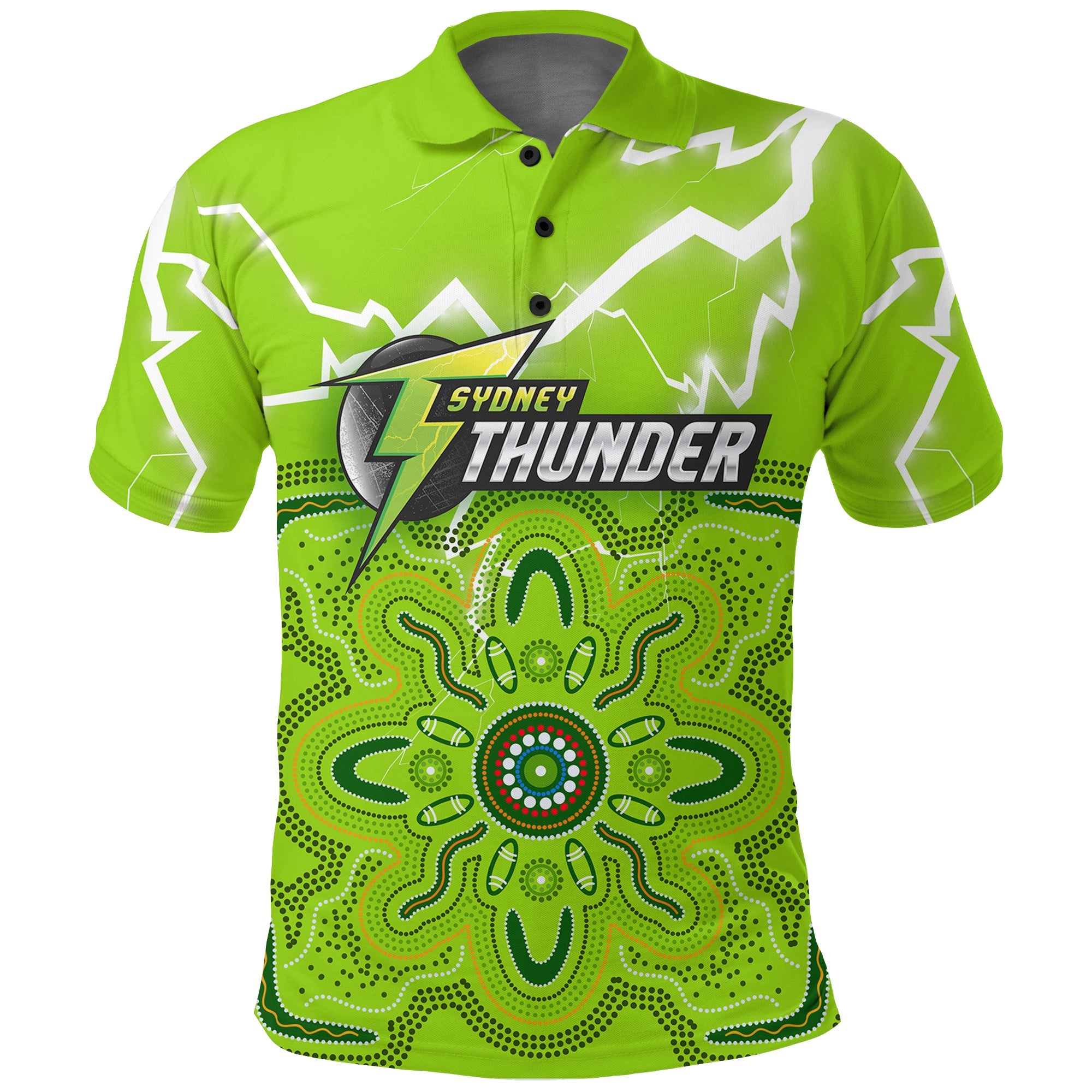 Sydney Thunder Polo Shirt - Aboriginal Style Of Dot - - Vibe Hoodie Shop