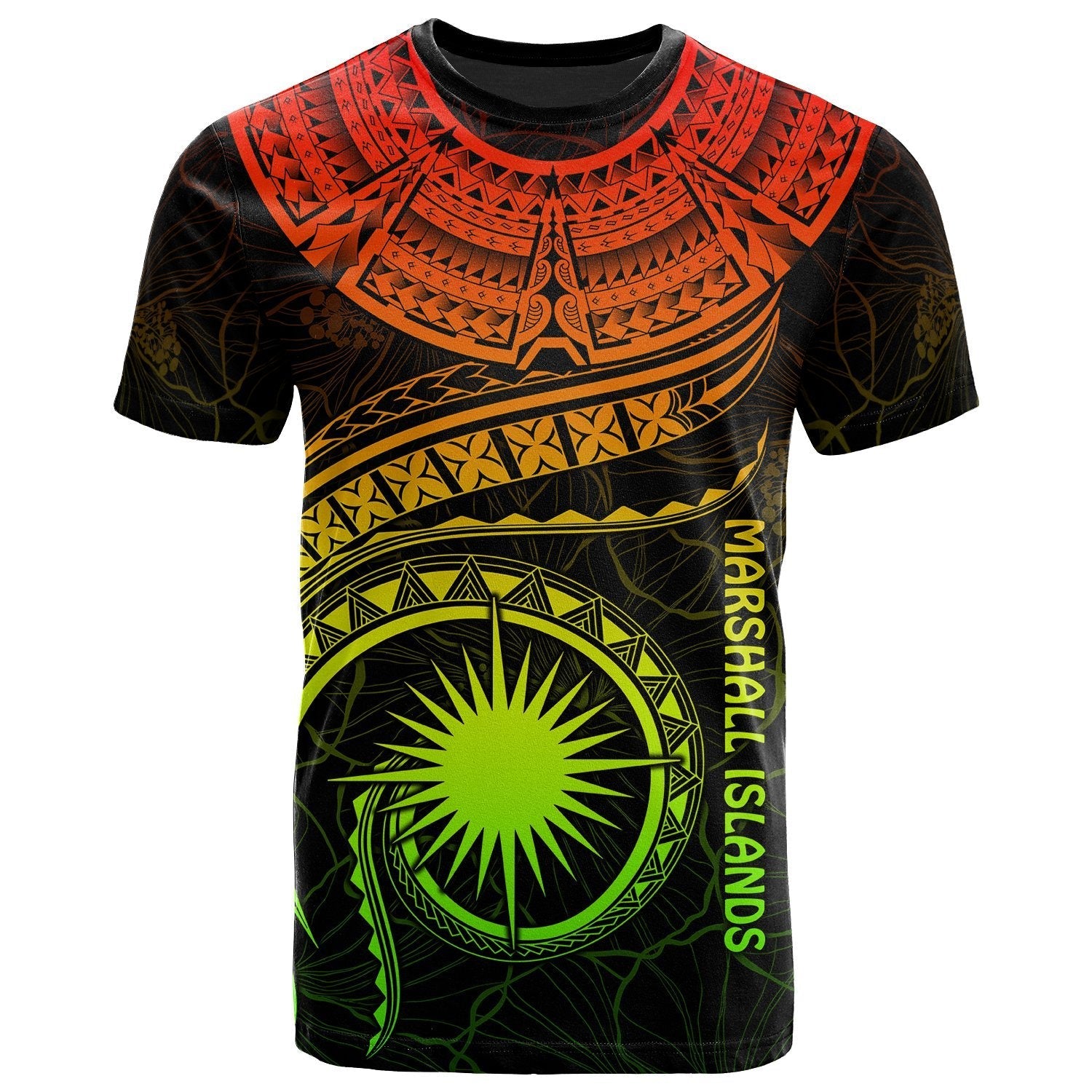 Marshall Islands Polynesian T shirt - Marshall Islands Waves (Reggae) - Vibe Hoodie Shop