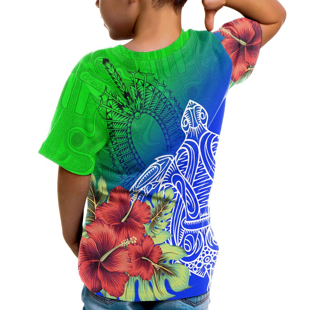 Torres Strait Islanders T shirt Kids - Ocean Hibiscus - Vibe Hoodie Shop