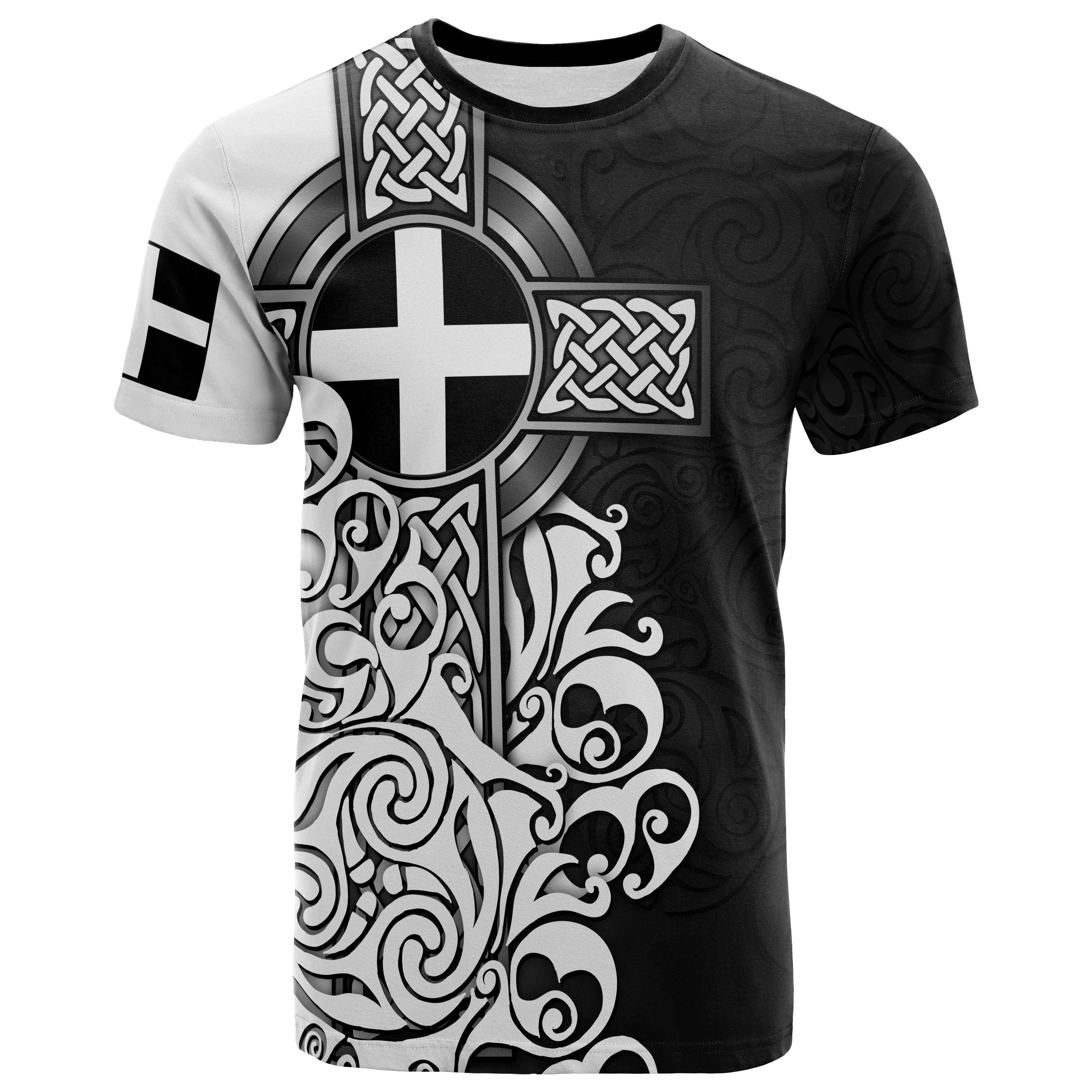 Cornwall T shirt - Cornish Flag With Celtic Cross - Vibe Hoodie Shop